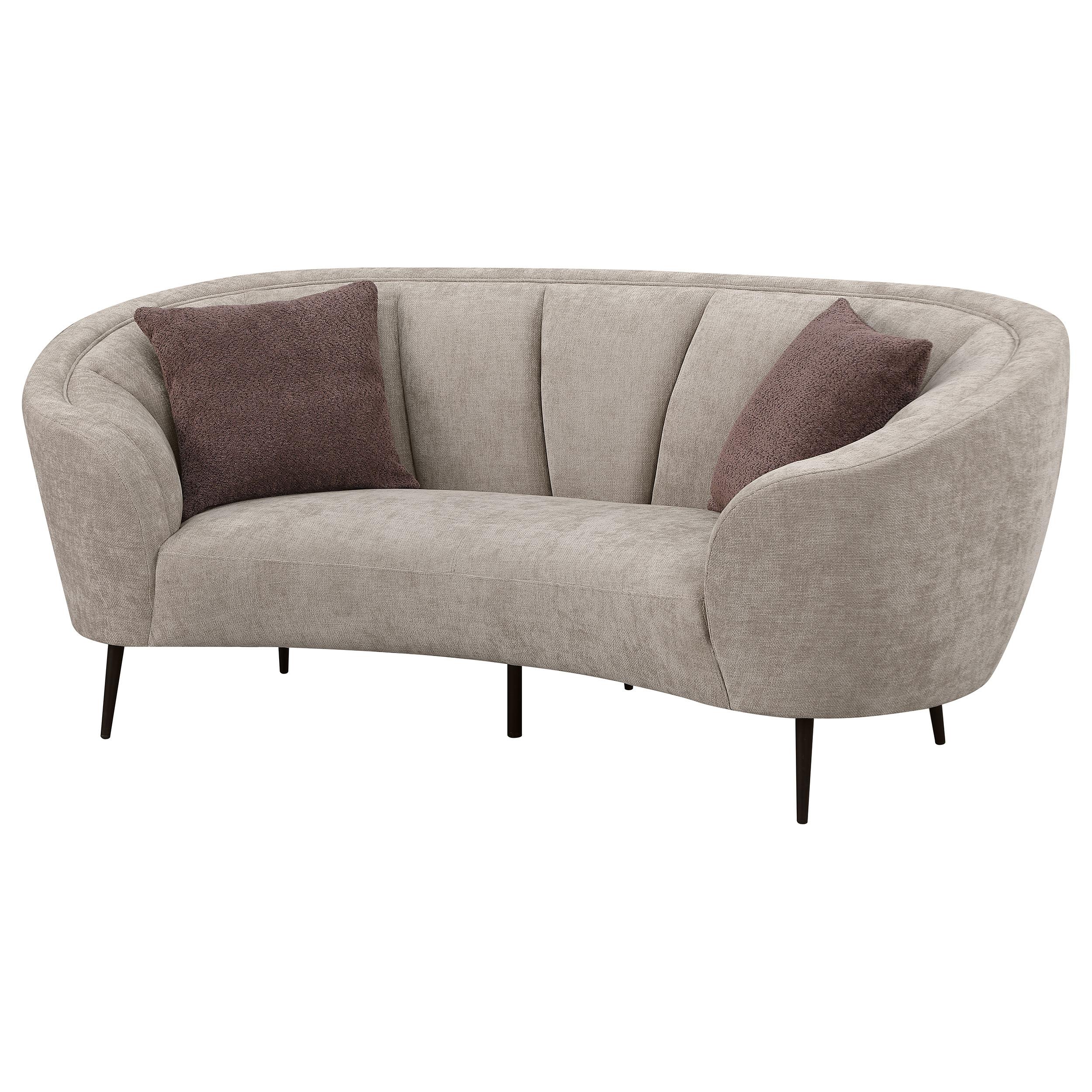 Coaster Furniture Ellorie 504838 Upholstered Channel Back Curved Loveseat - Beige - Image 3