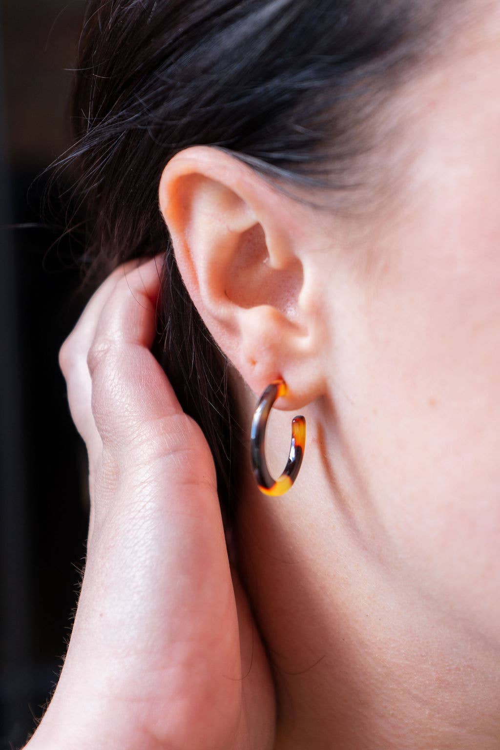 Cam Mini Hoops - Tortoise //  Earrings, Jewelry, Fall - Image 2