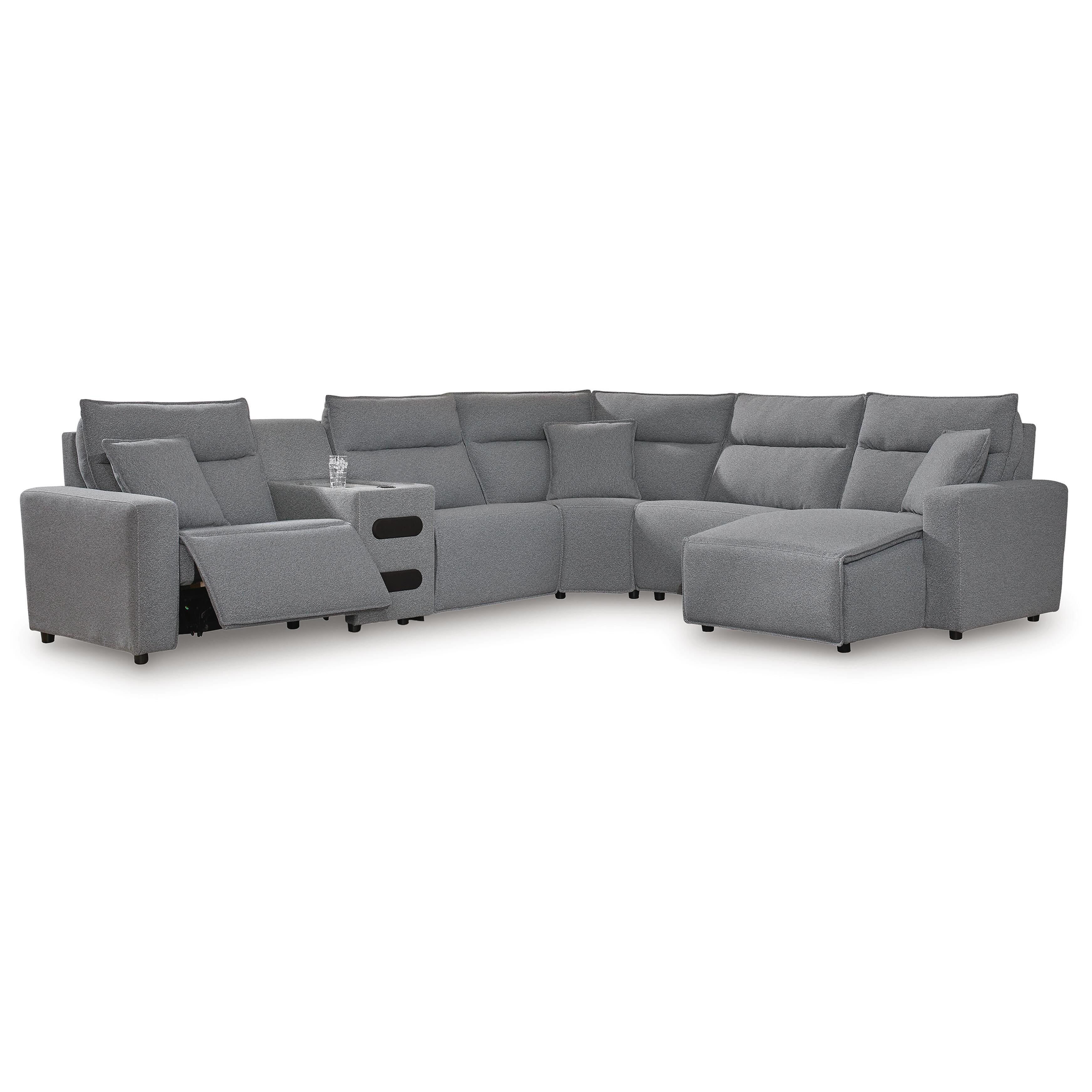 Signature Design by Ashley Modmax 65906S28 6 pc Reclining Sectional with Chaise and Audio Console