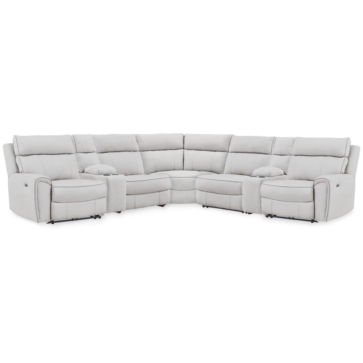 Signature Design by Ashley Social Pointe PC98802S34 7 pc Reclining Sectional with Storage Consoles