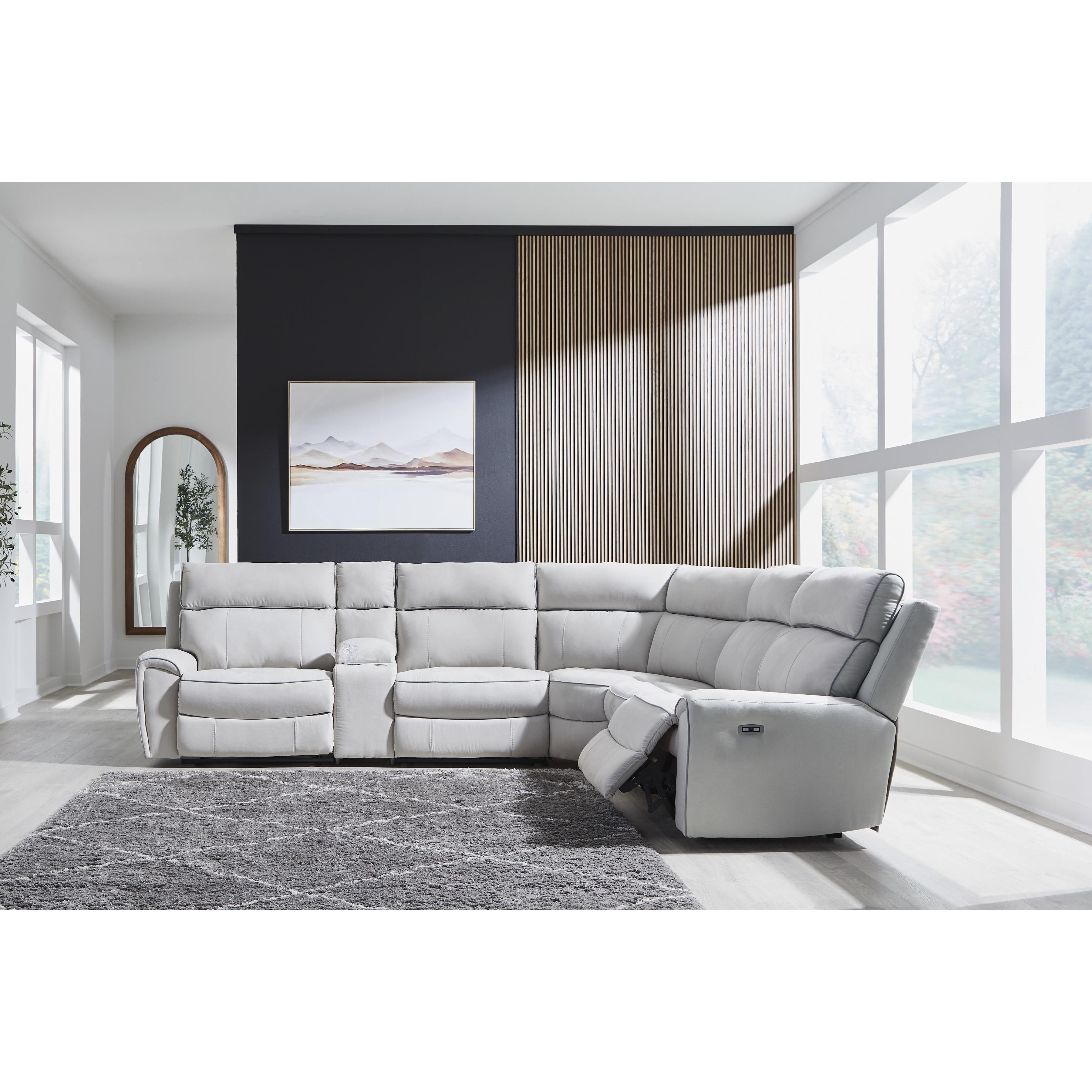 Signature Design by Ashley Social Pointe PC98802S36 6 pc Reclining Sectional with Storage Console - Image 2