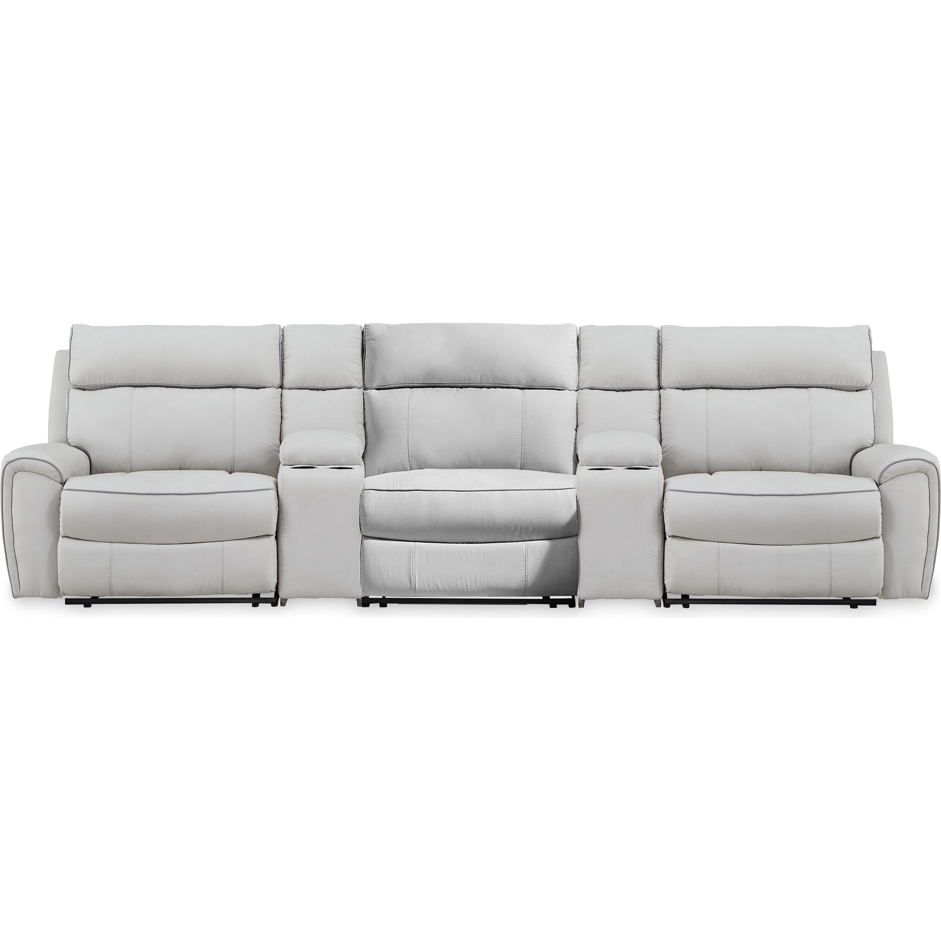Signature Design by Ashley Social Pointe PC98802S39 5 pc Reclining Sectional with Storage Consoles - Image 1