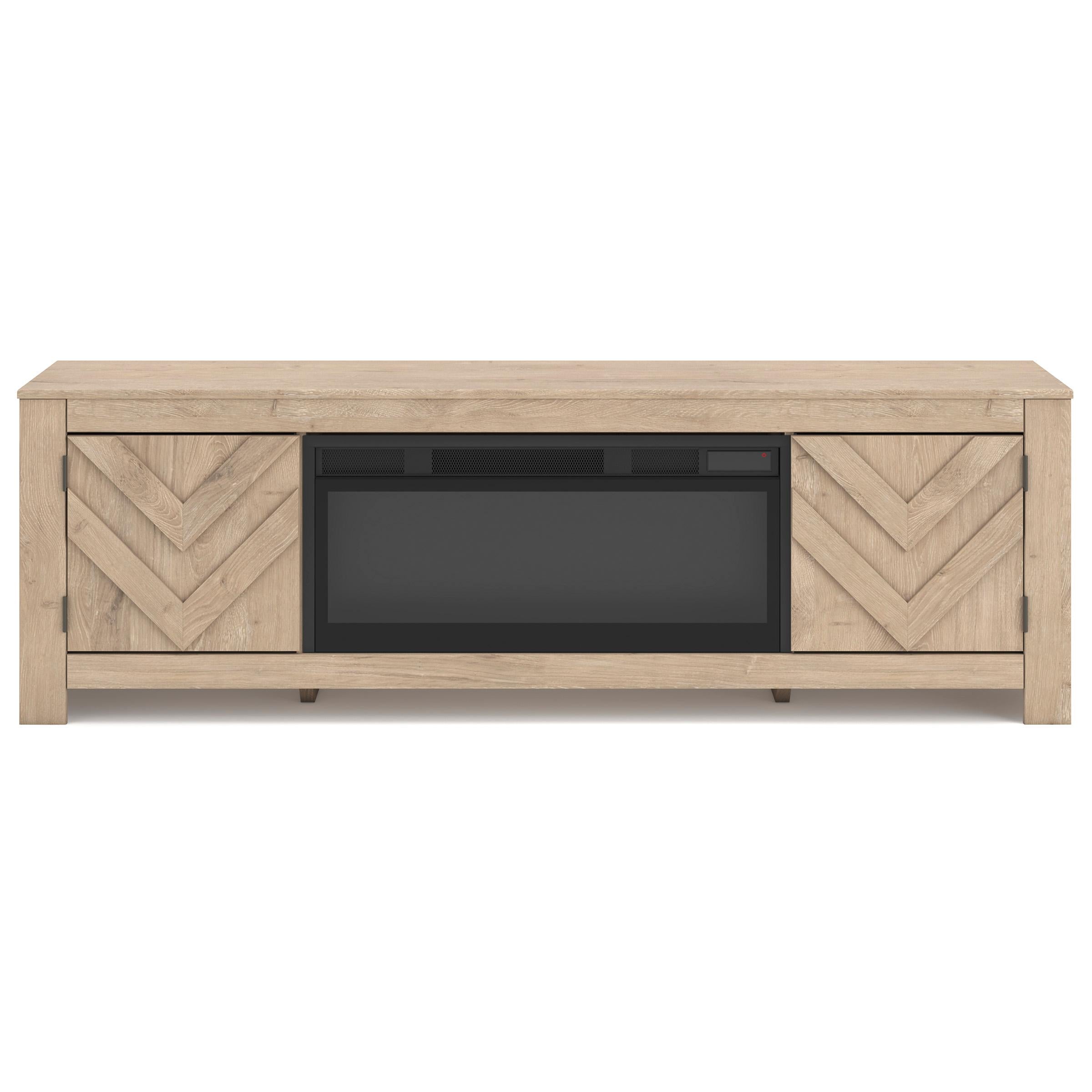 Signature Design by Ashley Cayboni W3787W1 71″ TV Stand with Electric Fireplace