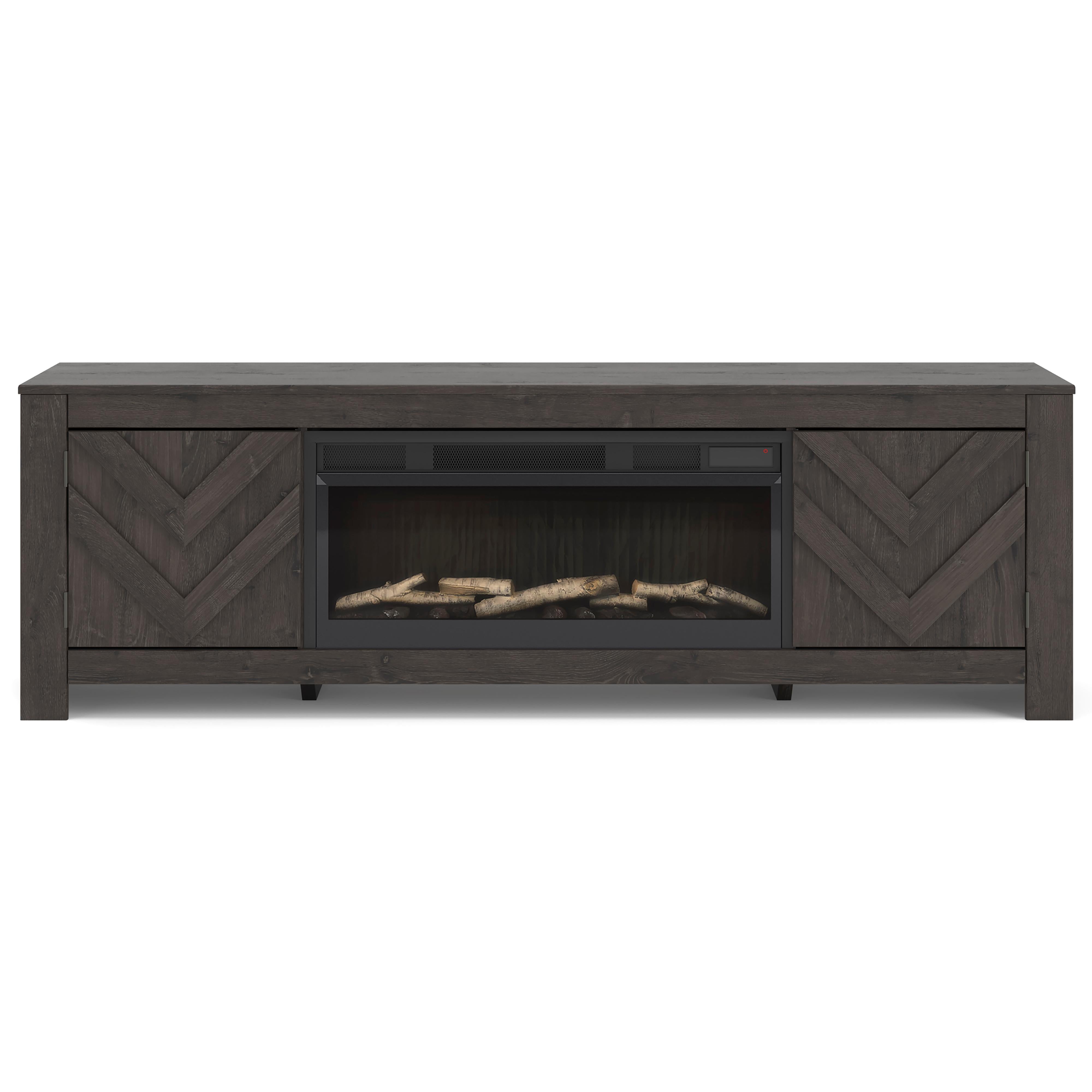 Signature Design by Ashley Cayboni W3789W1 71″ TV Stand with Electric Fireplace