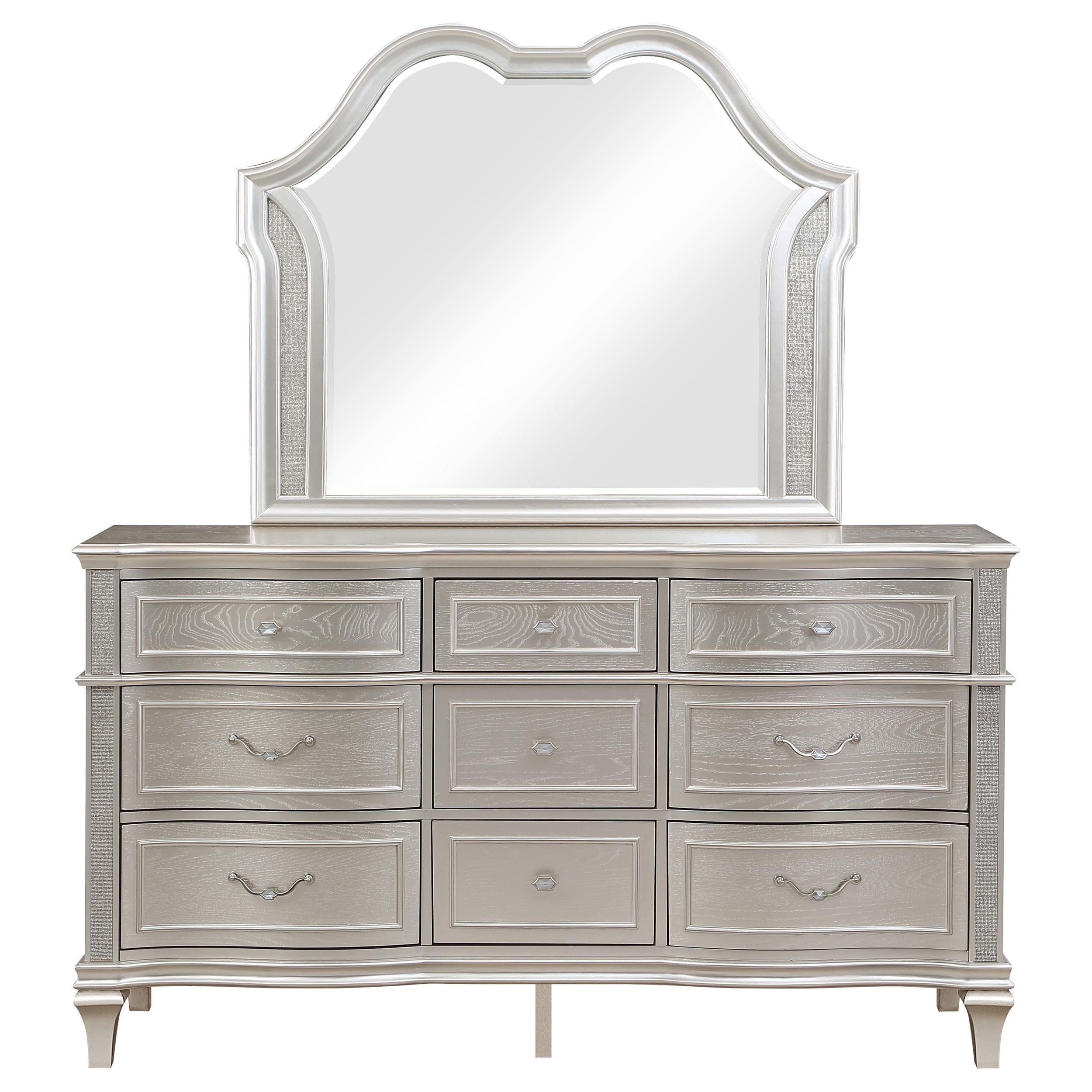 Coaster Furniture Evangeline 223393M 9-Drawer Dresser with Mirror - Silver Oak - Image 2