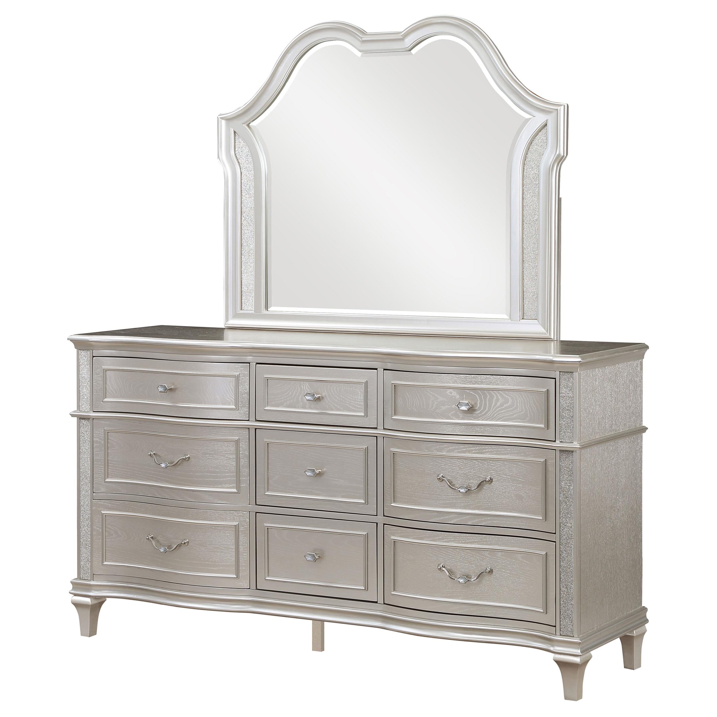 Coaster Furniture Evangeline 223393M 9-Drawer Dresser with Mirror - Silver Oak - Image 3