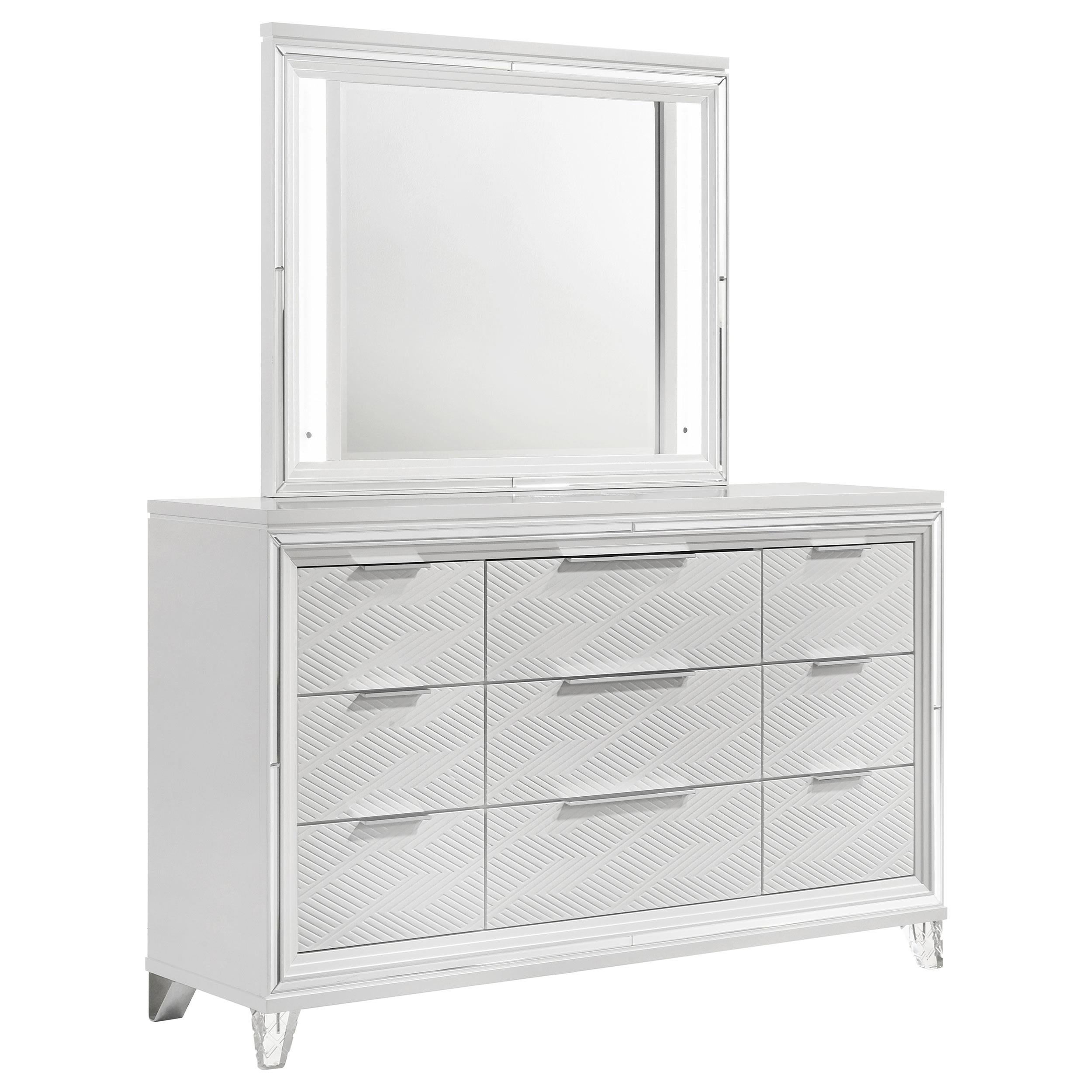 Coaster Furniture Marmore 224963M 9-Drawer Dresser and LED Mirror - White - Image 1