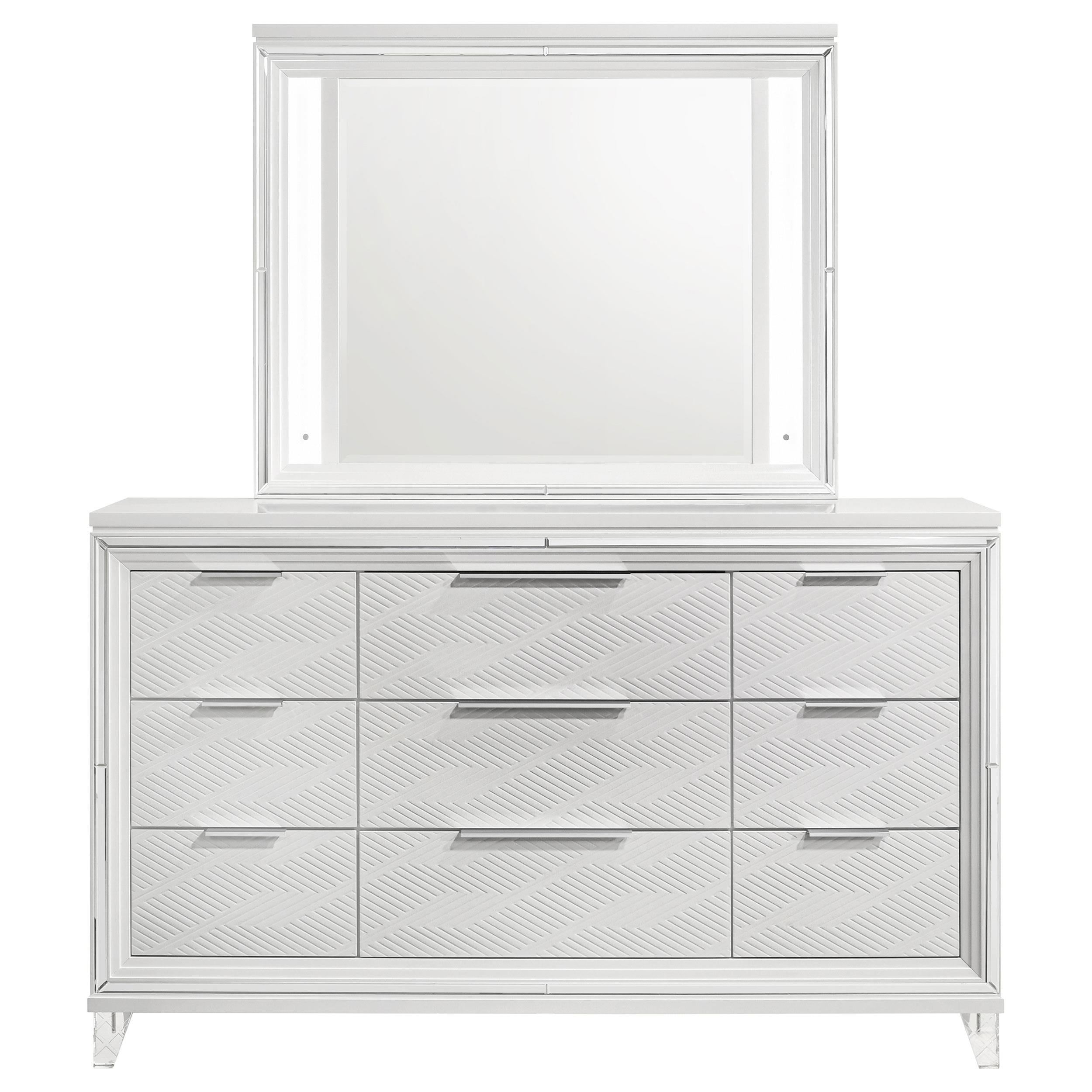 Coaster Furniture Marmore 224963M 9-Drawer Dresser and LED Mirror - White - Image 2