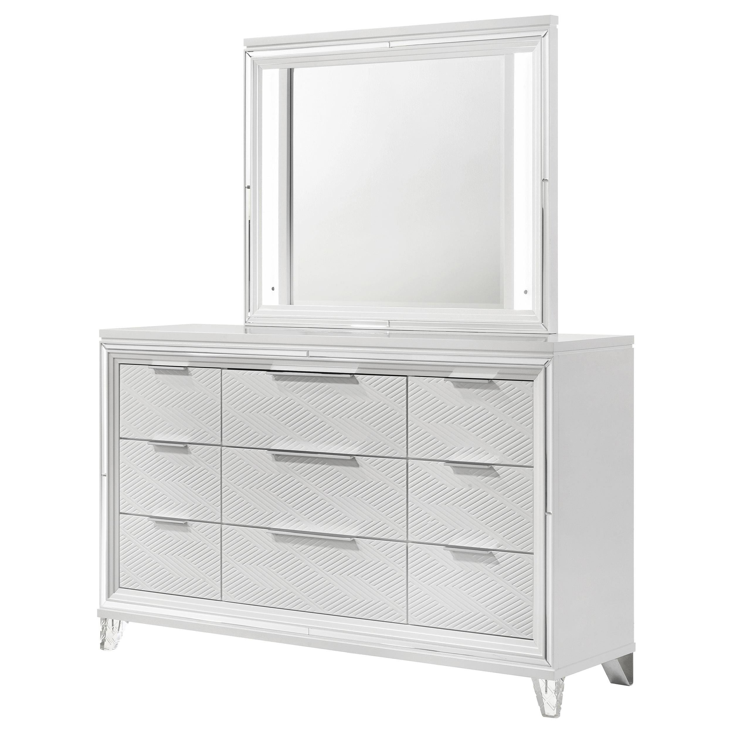 Coaster Furniture Marmore 224963M 9-Drawer Dresser and LED Mirror - White - Image 3