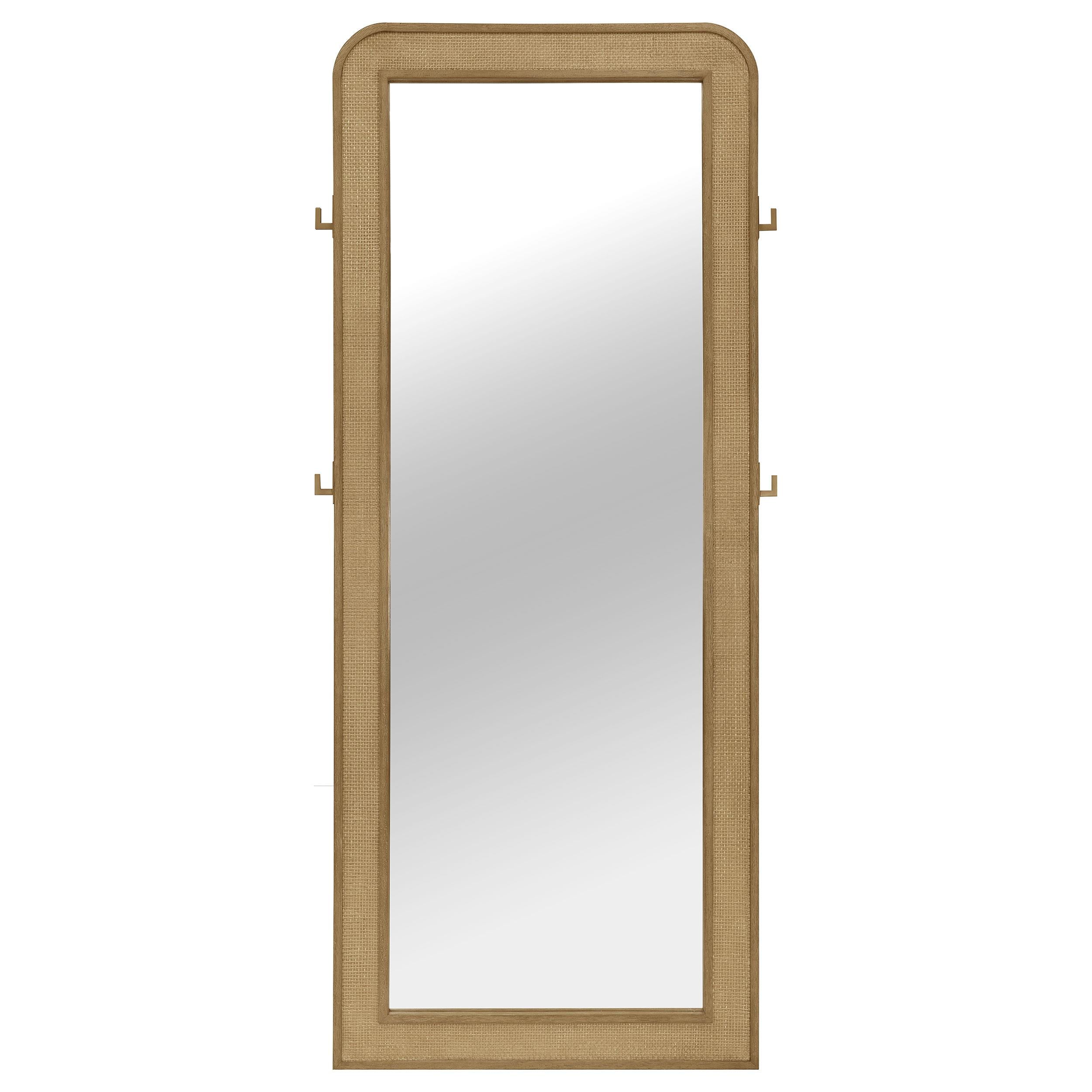 Coaster Furniture Arini 224309 Cane Weave Full Length Standing Floor Mirror - Sand Wash - Image 2
