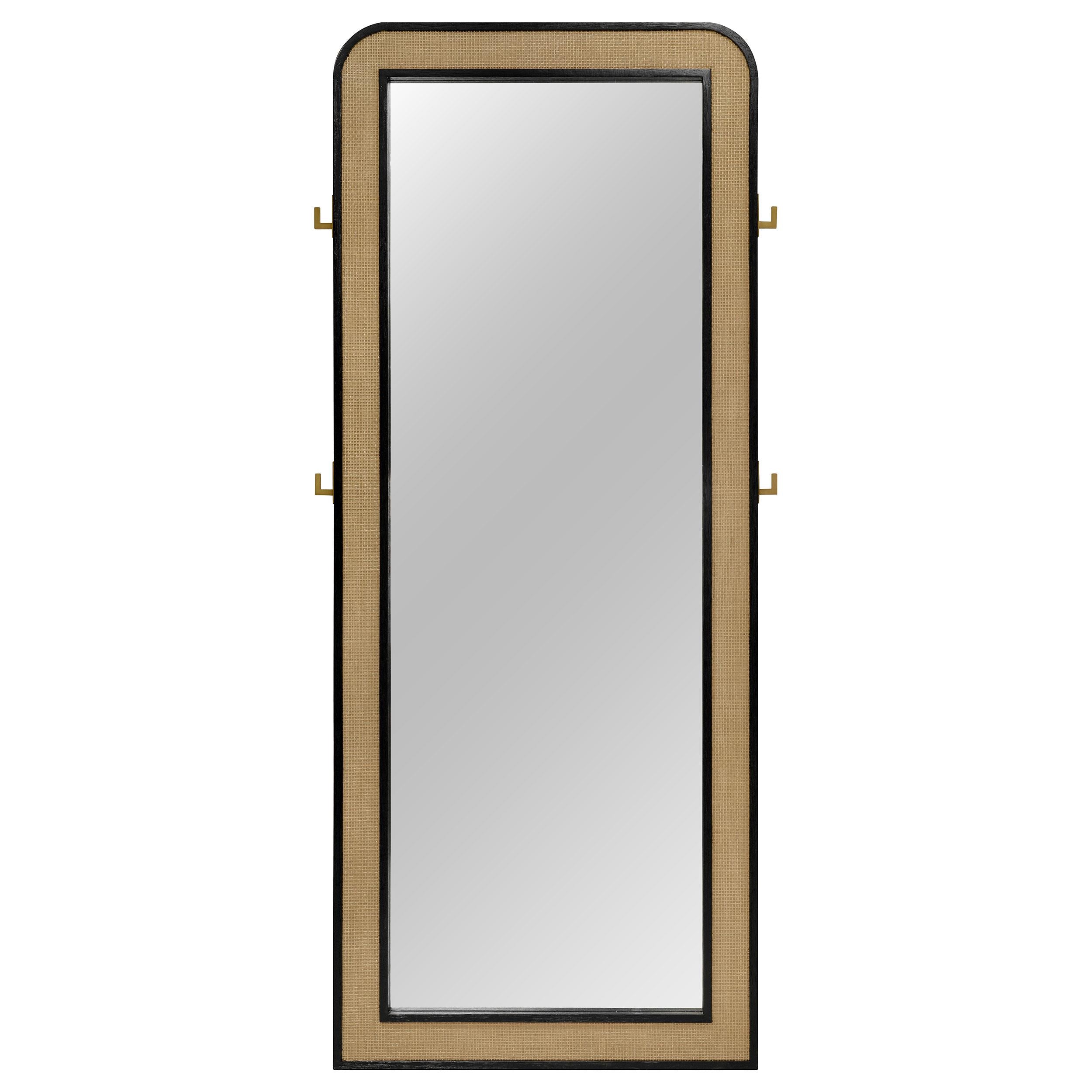 Coaster Furniture Arini 224339 Cane Weave Full Length Standing Floor Mirror - Black - Image 2