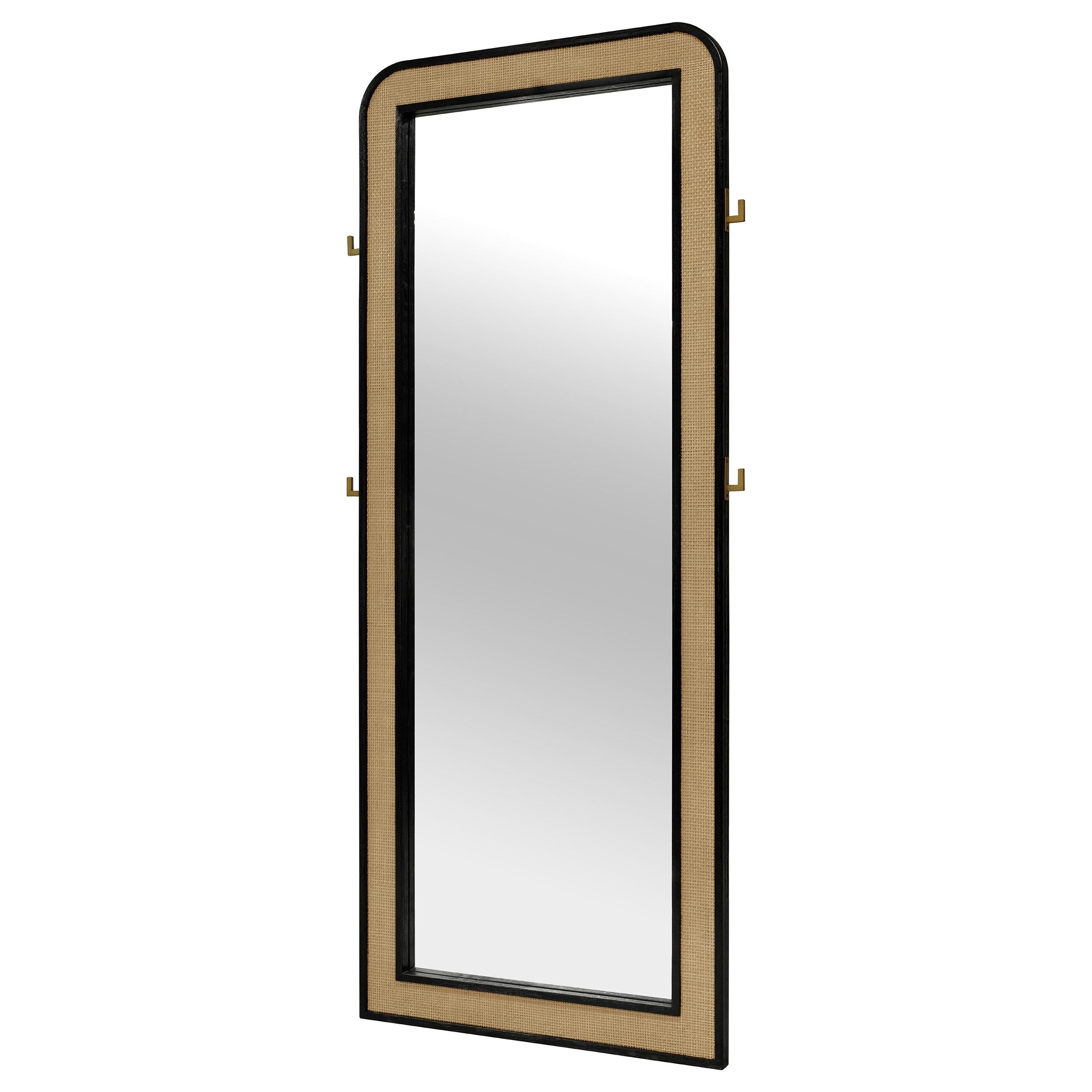 Coaster Furniture Arini 224339 Cane Weave Full Length Standing Floor Mirror - Black - Image 3