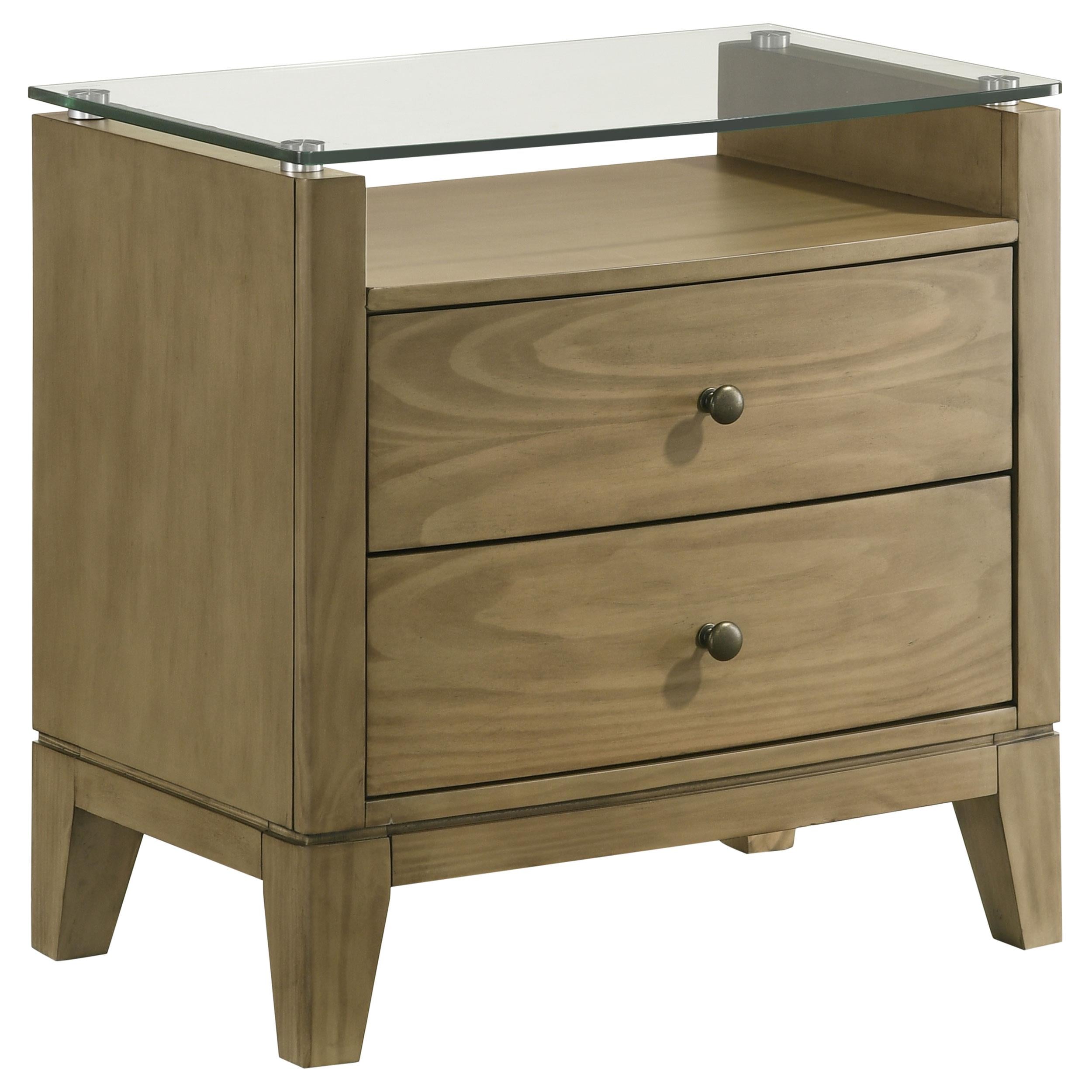 Coaster Furniture Granada 224922 2-Drawer Glass Top Nightstand – Natural Pine