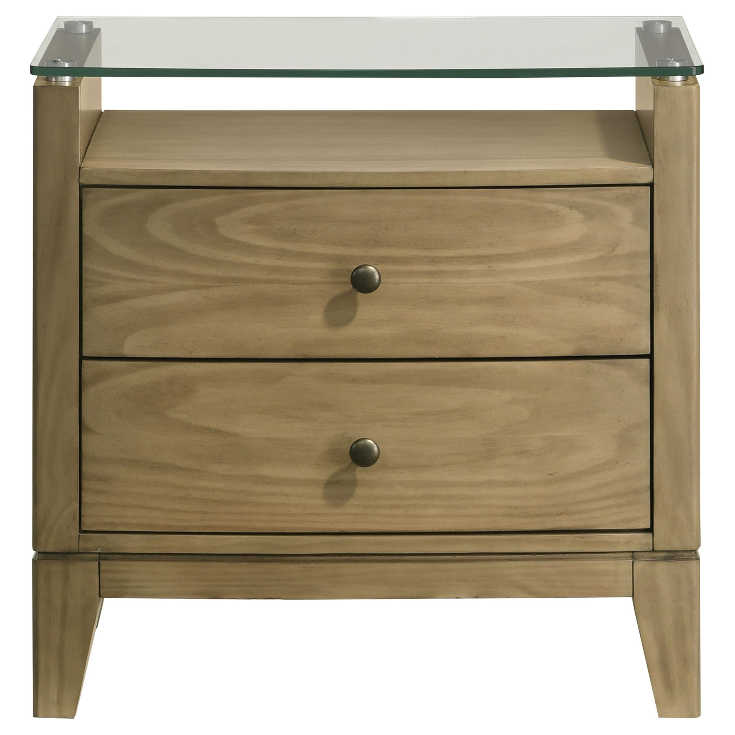 Coaster Furniture Granada 224922 2-Drawer Glass Top Nightstand - Natural Pine - Image 2