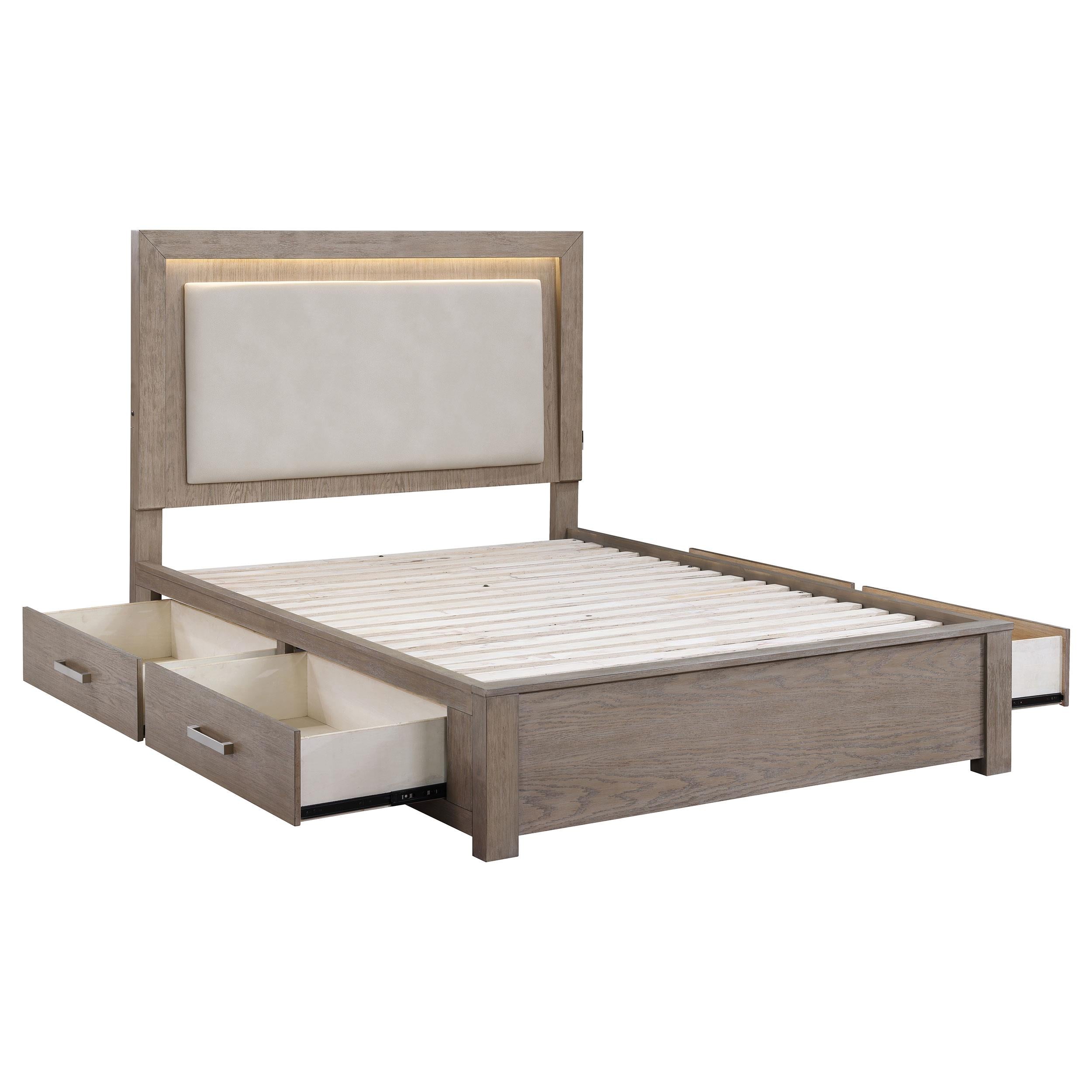 Coaster Furniture Kenora 224850KE 56-inch Eastern King LED Storage Bed - Barley Brown - Image 2