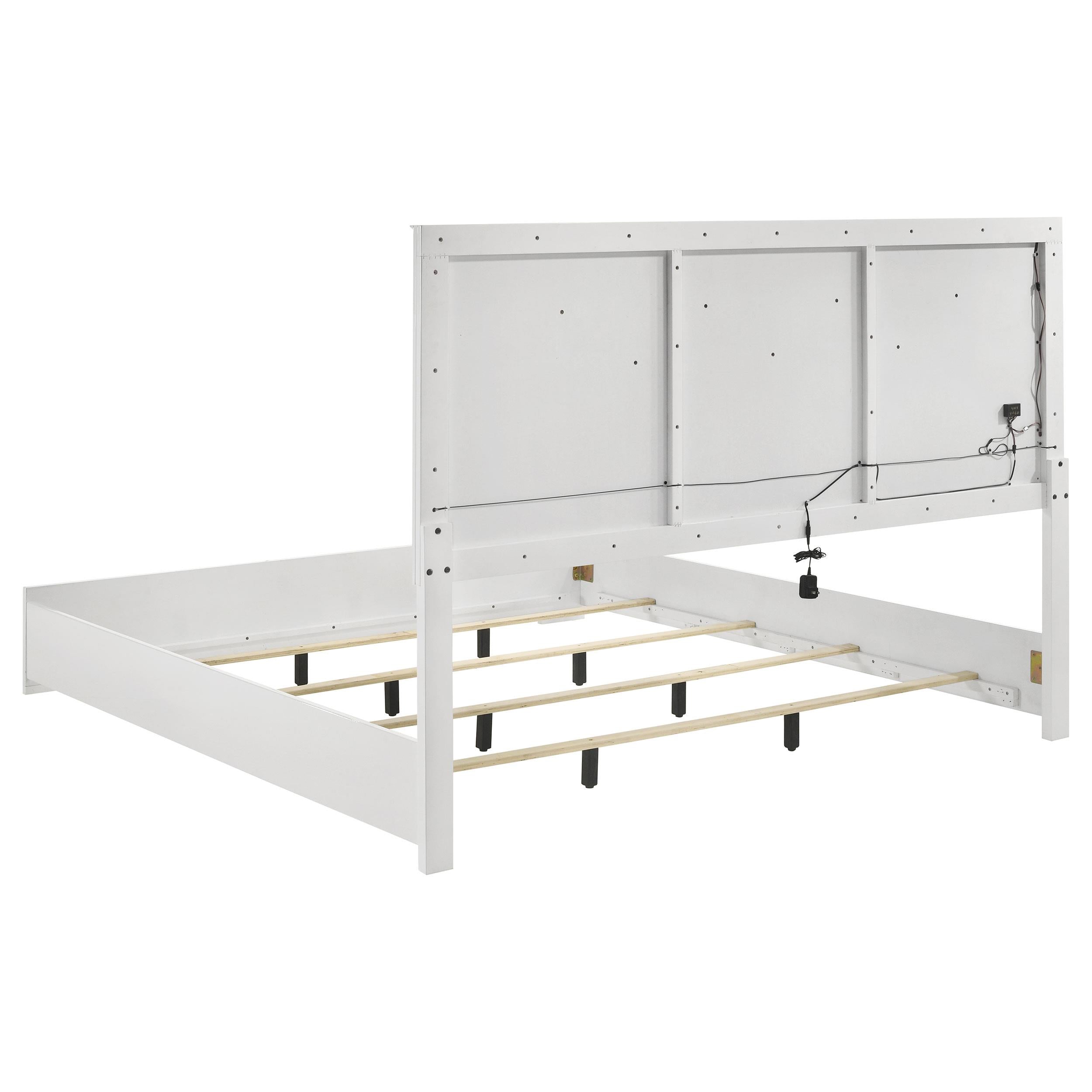 Coaster Furniture Ives 224941Q Queen Panel Bed LED Headboard - White High Gloss - Image 3