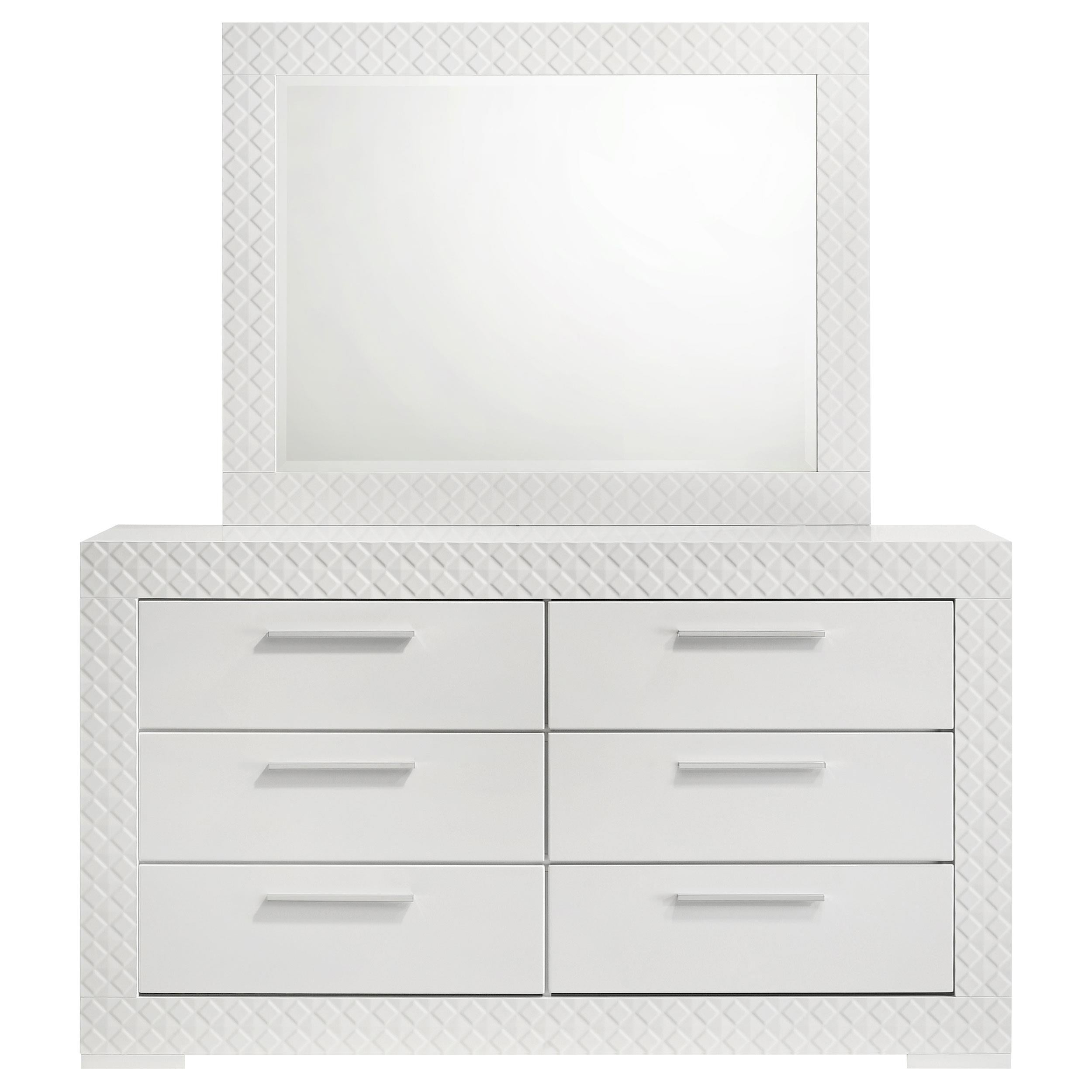 Coaster Furniture Ives 224943M 6-Drawer Dresser and Mirror - White High Gloss - Image 2