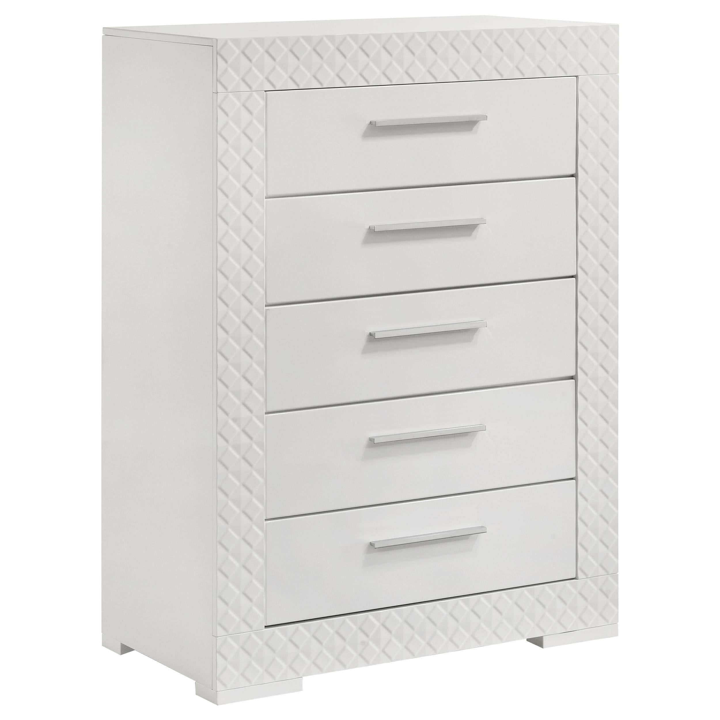 Coaster Furniture Ives 224945 5-Drawer Bedroom Chest of Drawers - White High Gloss - Image 1