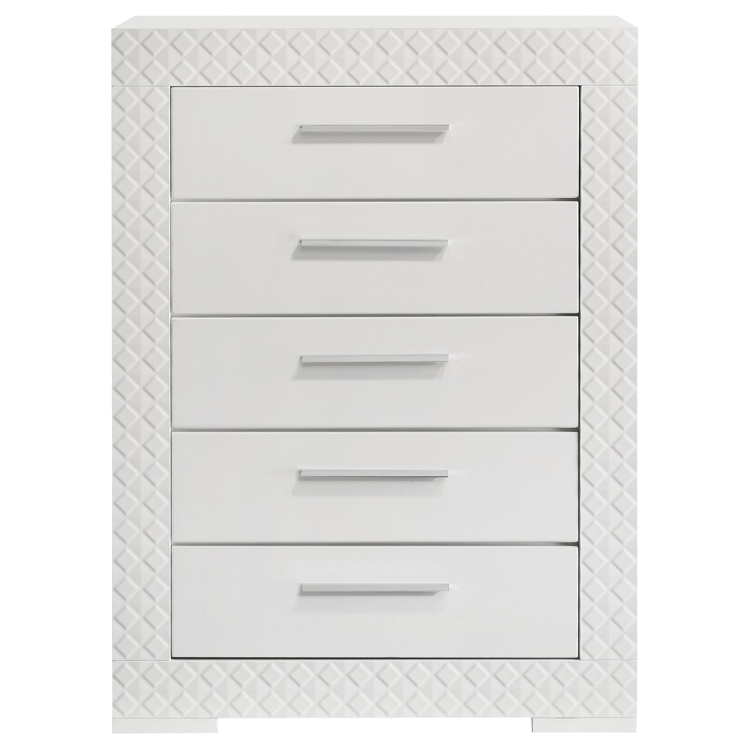 Coaster Furniture Ives 224945 5-Drawer Bedroom Chest of Drawers - White High Gloss - Image 2