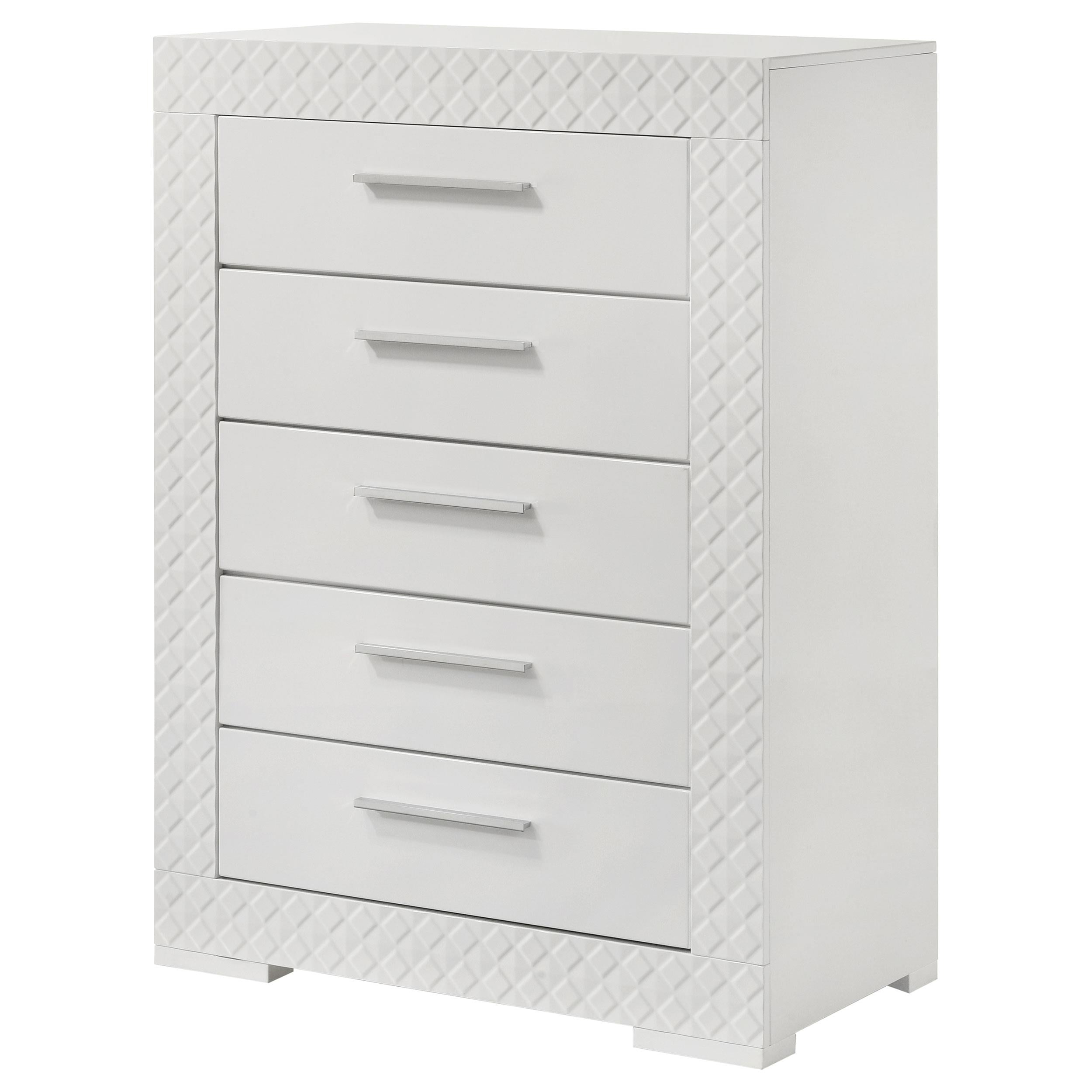 Coaster Furniture Ives 224945 5-Drawer Bedroom Chest of Drawers - White High Gloss - Image 3