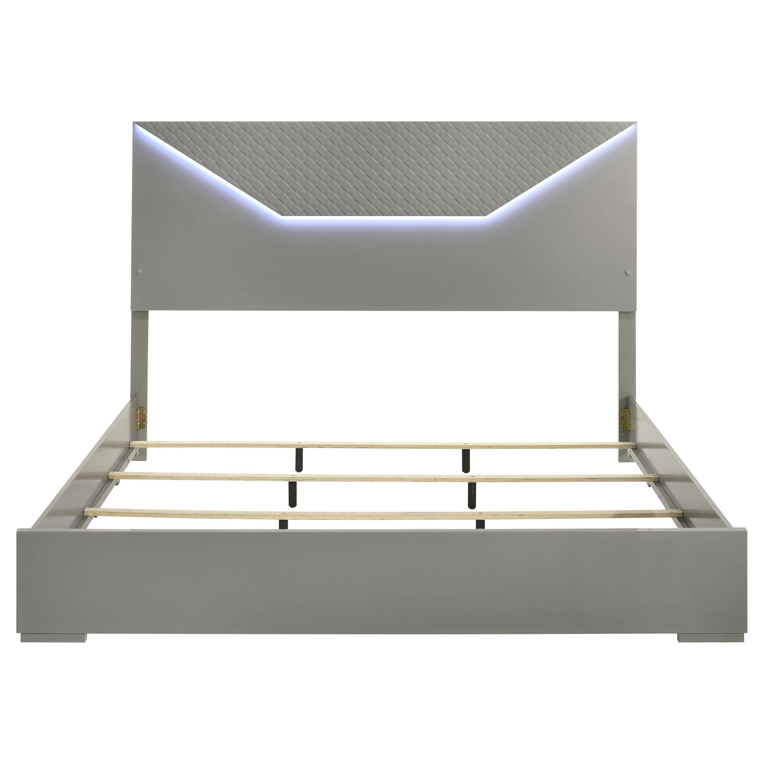 Coaster Furniture Ives 224971KE Eastern King Panel Bed LED Headboard - Grey High Gloss - Image 3