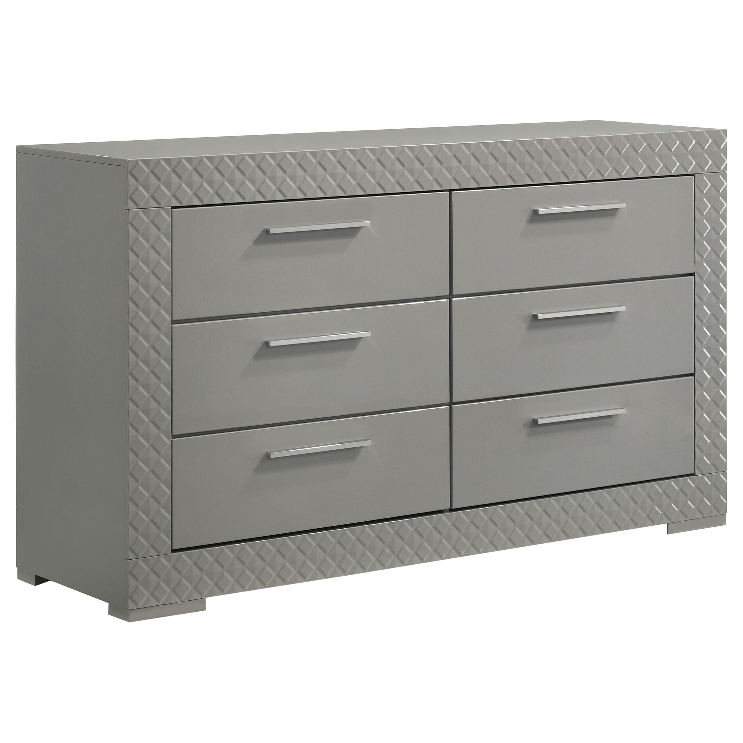 Coaster Furniture Ives 224973 6-Drawer Dresser Cabinet - Grey High Gloss - Image 1