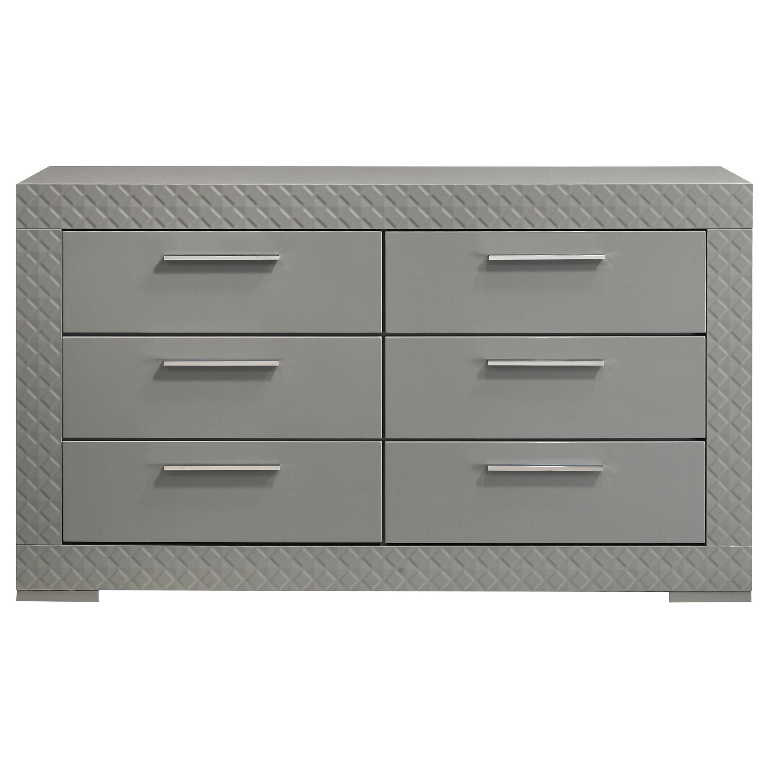 Coaster Furniture Ives 224973 6-Drawer Dresser Cabinet - Grey High Gloss - Image 2