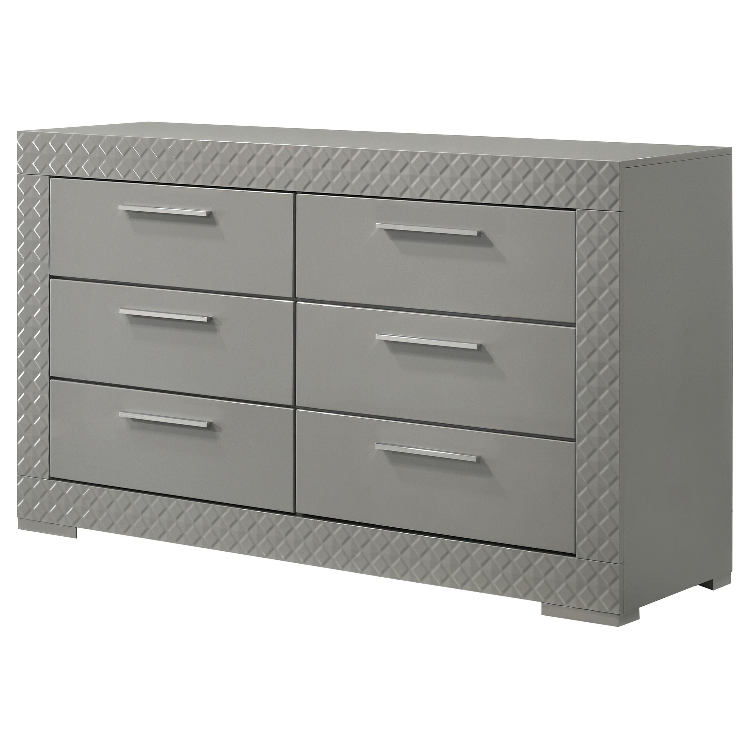 Coaster Furniture Ives 224973 6-Drawer Dresser Cabinet - Grey High Gloss - Image 3