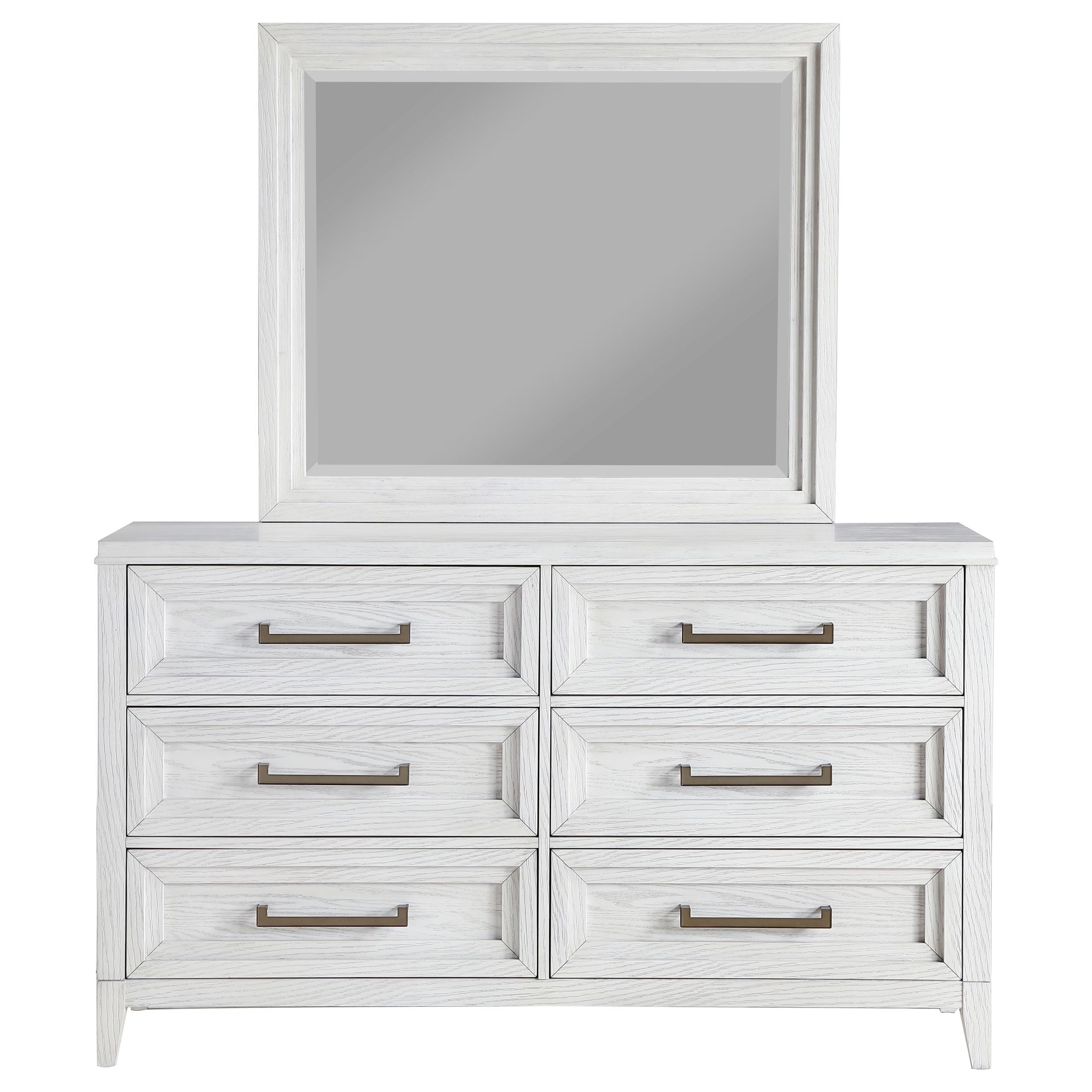 Coaster Furniture Marielle 224843M 6-Drawer Dresser with Mirror - Distressed White - Image 2