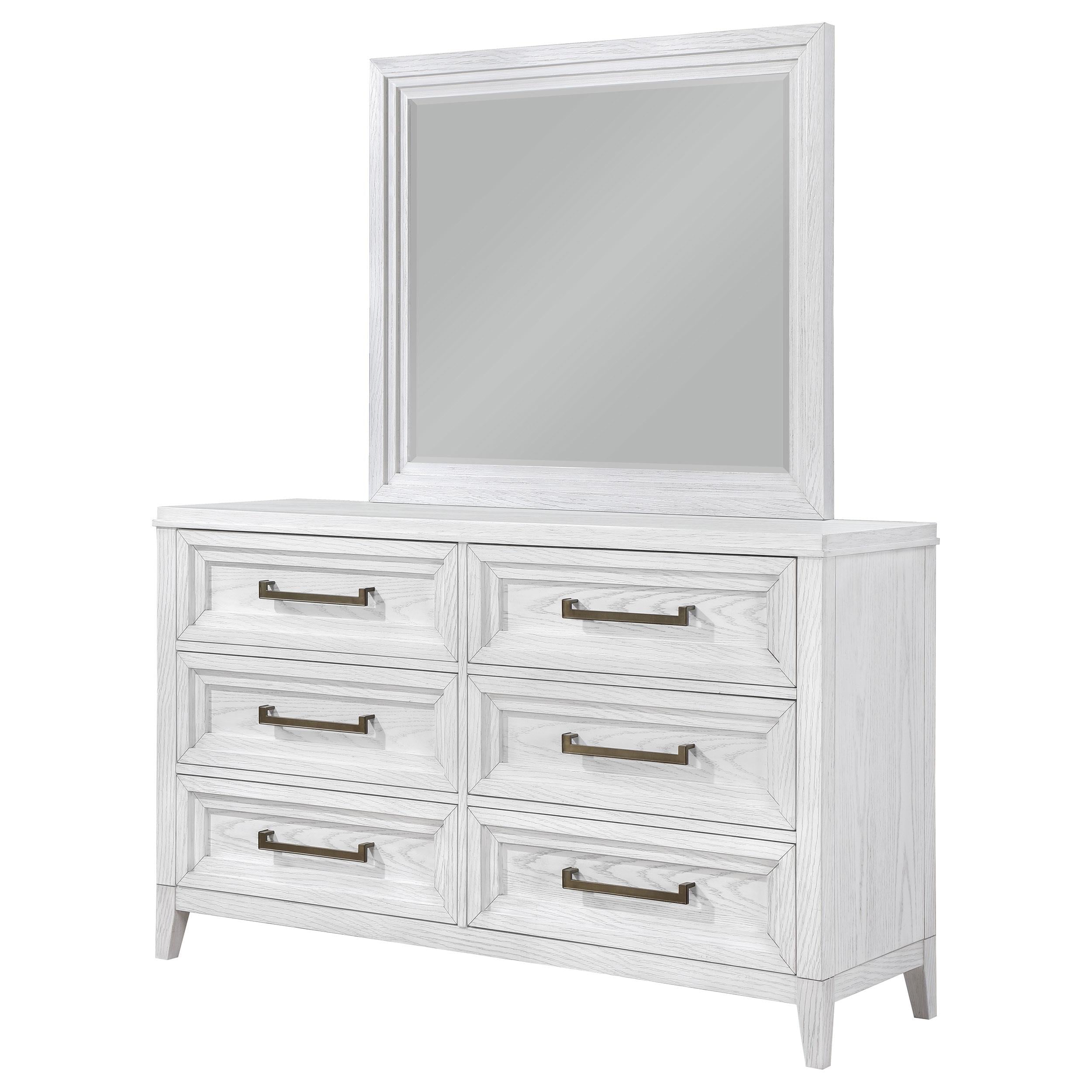 Coaster Furniture Marielle 224843M 6-Drawer Dresser with Mirror - Distressed White - Image 3