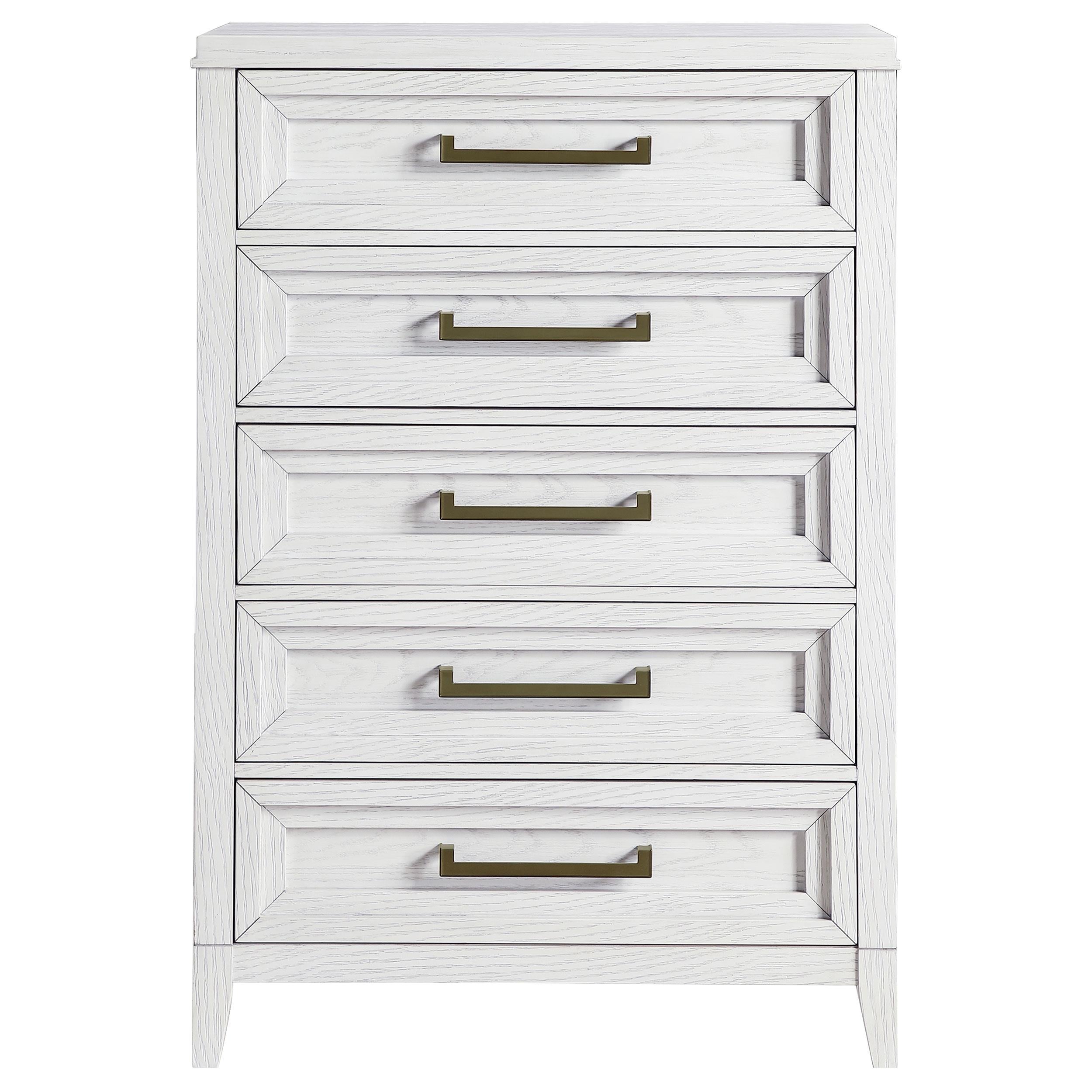 Coaster Furniture Marielle 224845 5-Drawer Bedroom Chest - Distressed White - Image 2