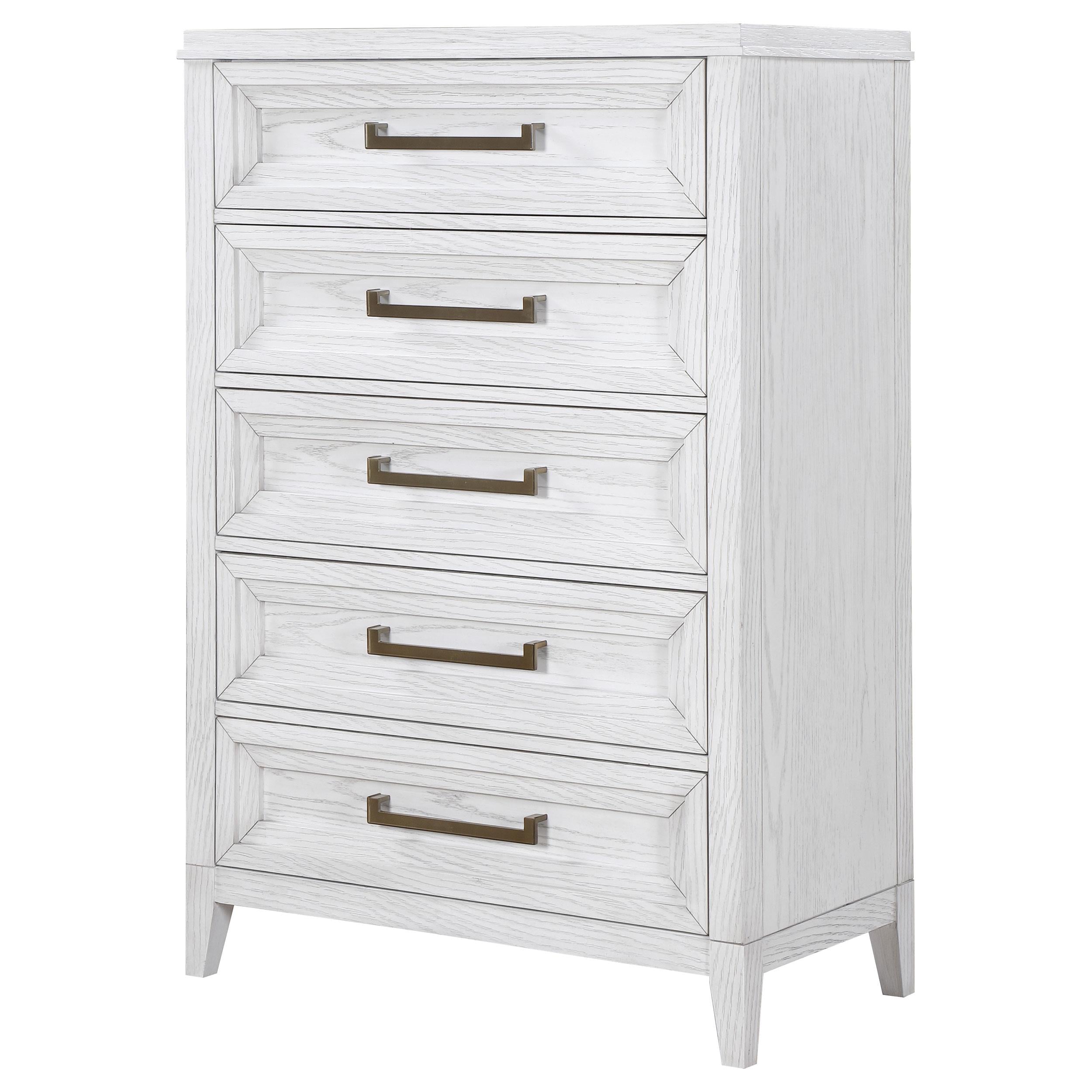 Coaster Furniture Marielle 224845 5-Drawer Bedroom Chest - Distressed White - Image 3