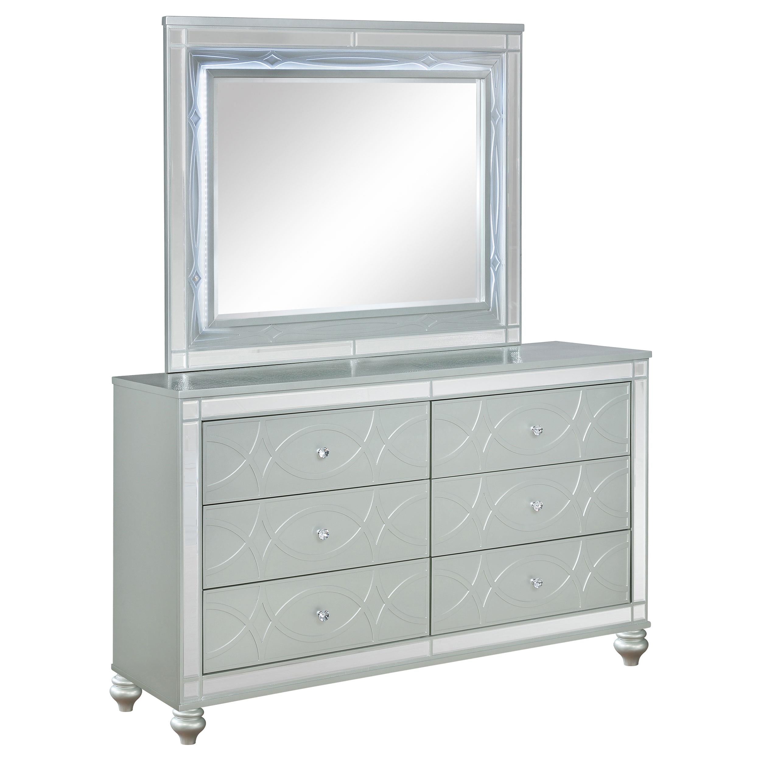 Coaster Furniture Gunnison 223213M 6-Drawer Dresser with Mirror - Silver Metallic - Image 1