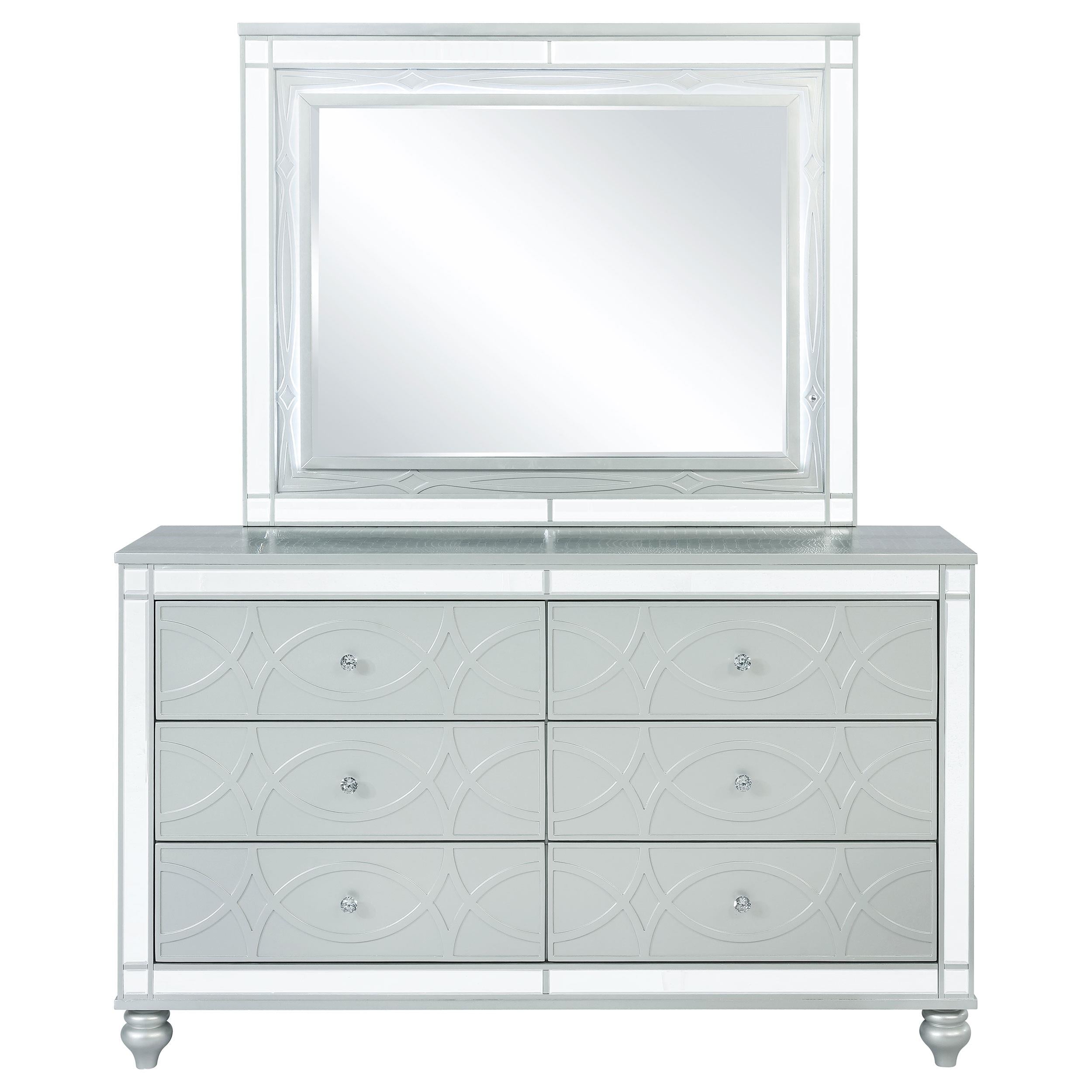 Coaster Furniture Gunnison 223213M 6-Drawer Dresser with Mirror - Silver Metallic - Image 2
