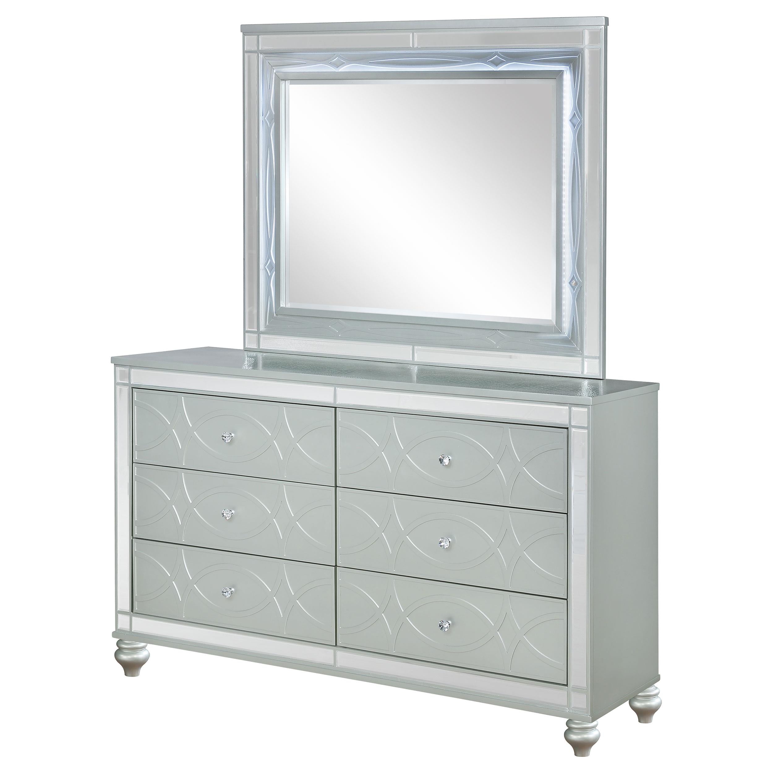 Coaster Furniture Gunnison 223213M 6-Drawer Dresser with Mirror - Silver Metallic - Image 3