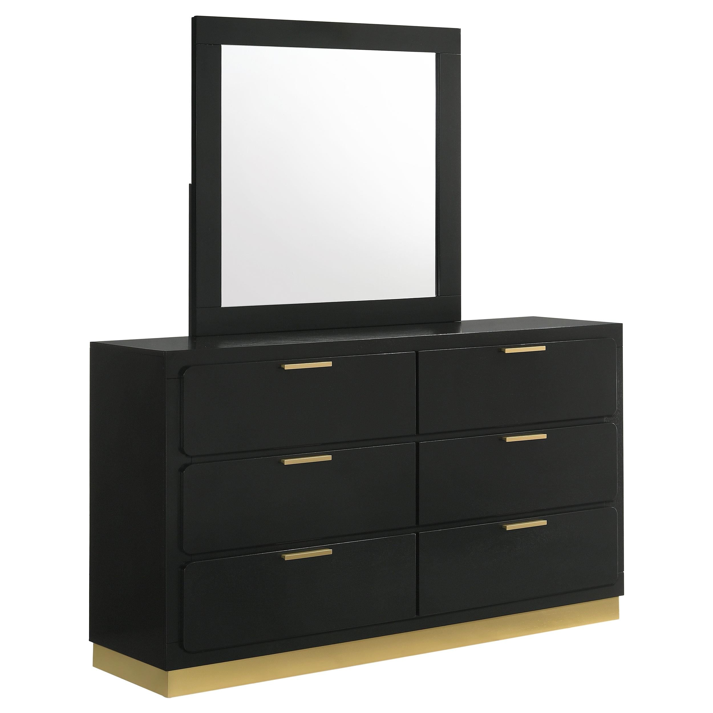 Coaster Furniture Caraway 224783M 6-Drawer Dresser with Mirror - Black - Image 1
