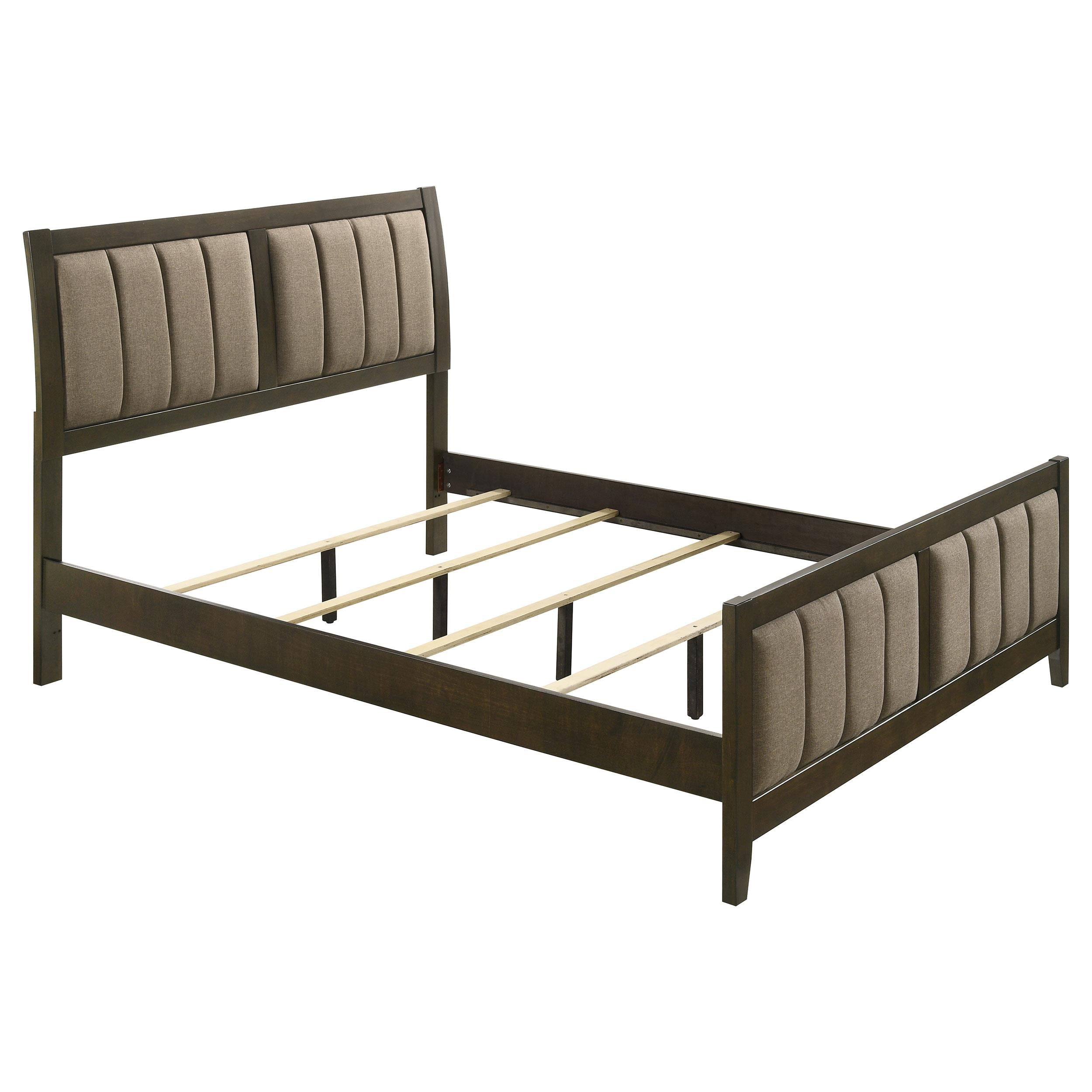 Coaster Furniture Wilkes 224421Q 51-inch Upholstered Queen Bed - Dark Cocoa - Image 1