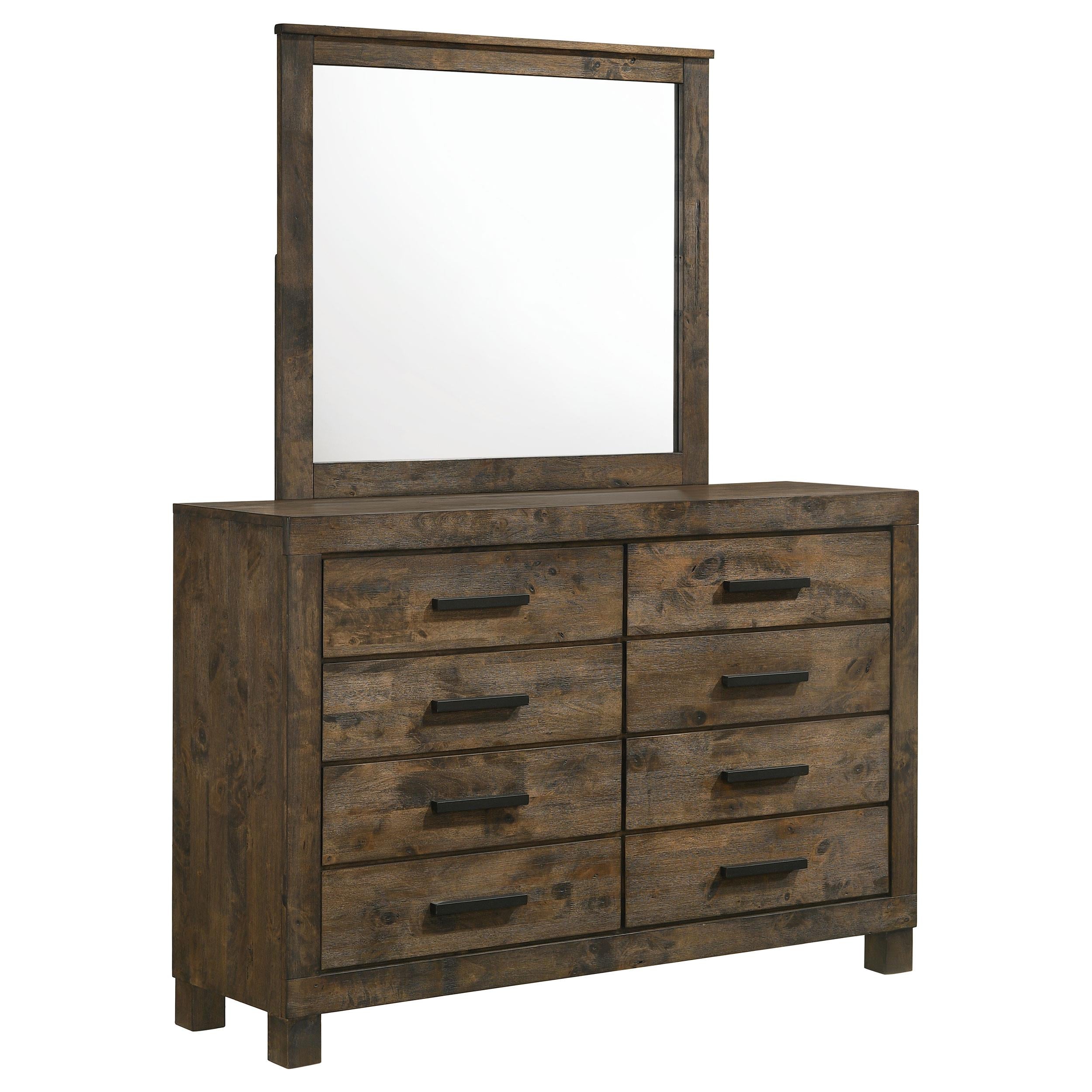 Coaster Furniture Woodmont 222633M 8-Drawer Dresser with Mirror - Rustic Golden Brown - Image 1