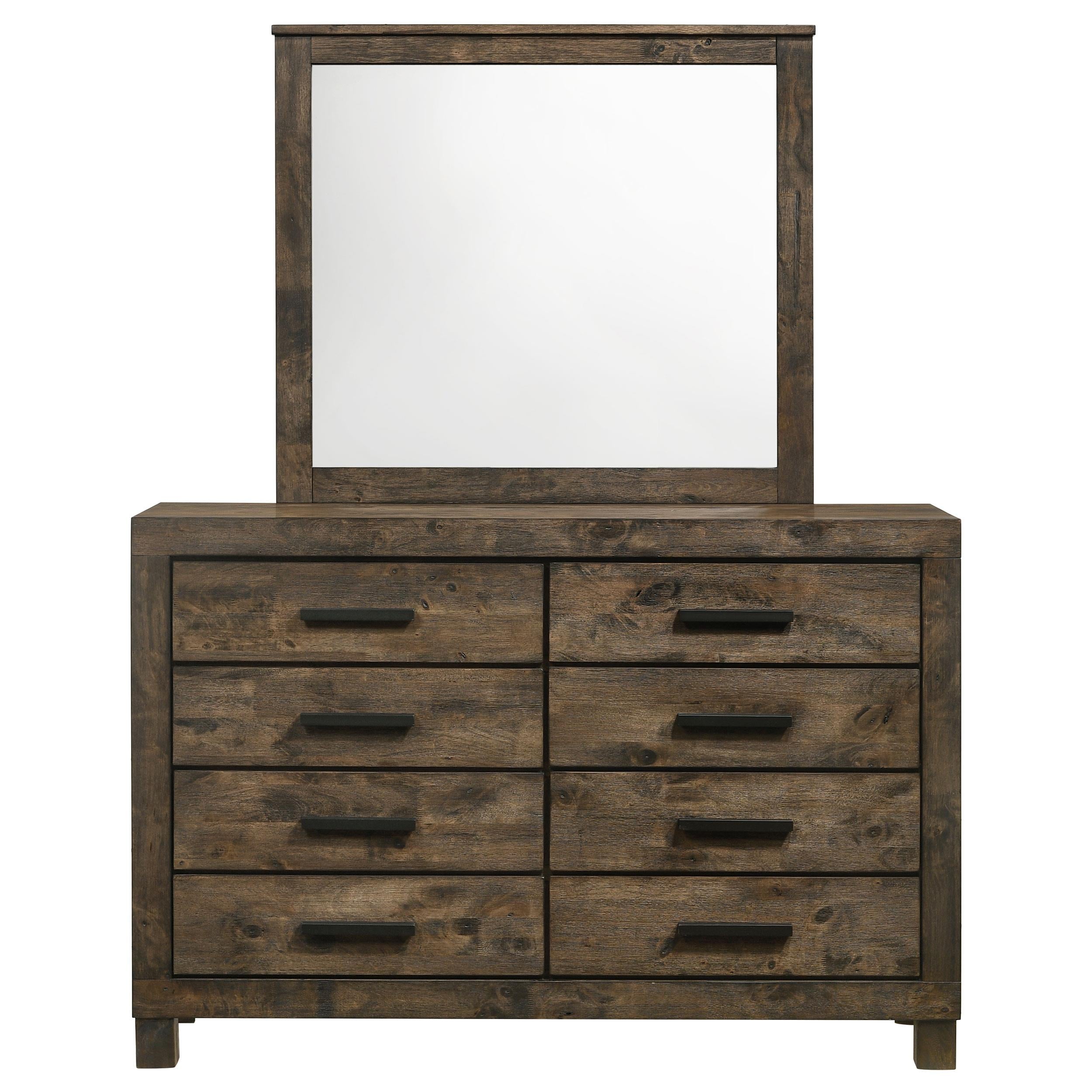Coaster Furniture Woodmont 222633M 8-Drawer Dresser with Mirror - Rustic Golden Brown - Image 2