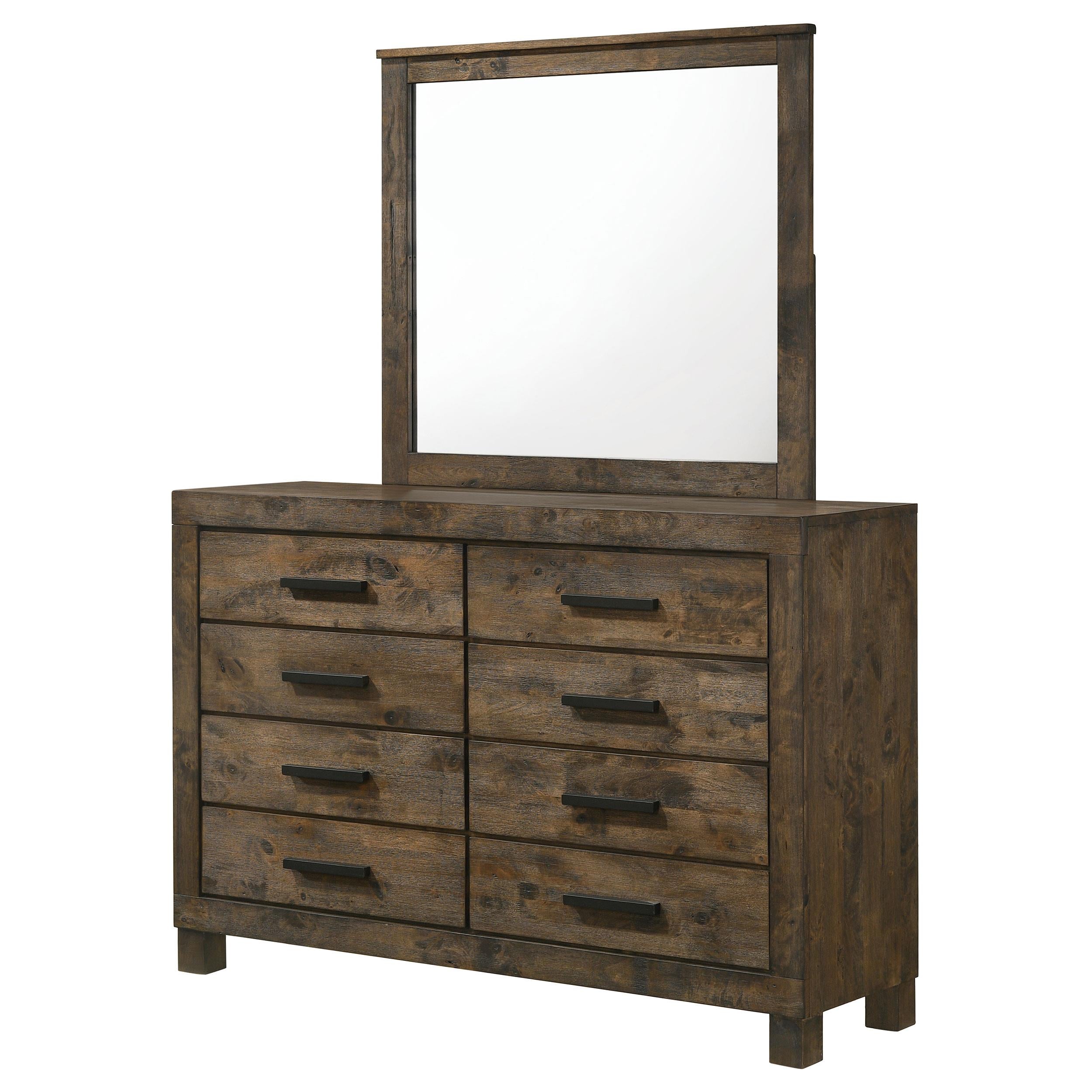 Coaster Furniture Woodmont 222633M 8-Drawer Dresser with Mirror - Rustic Golden Brown - Image 3