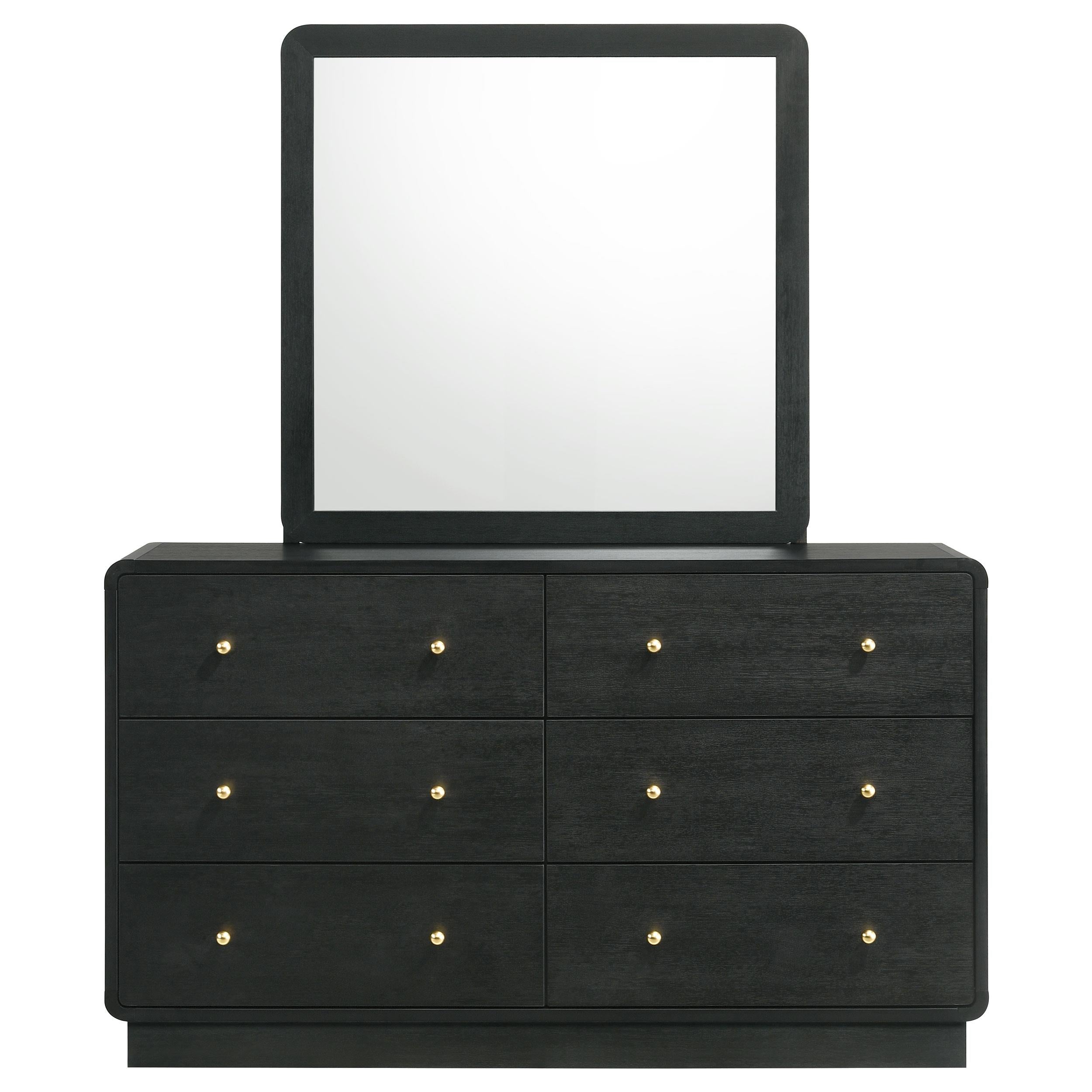 Coaster Furniture Cavelle 223663M 6-Drawer Dresser and Mirror - Black - Image 2