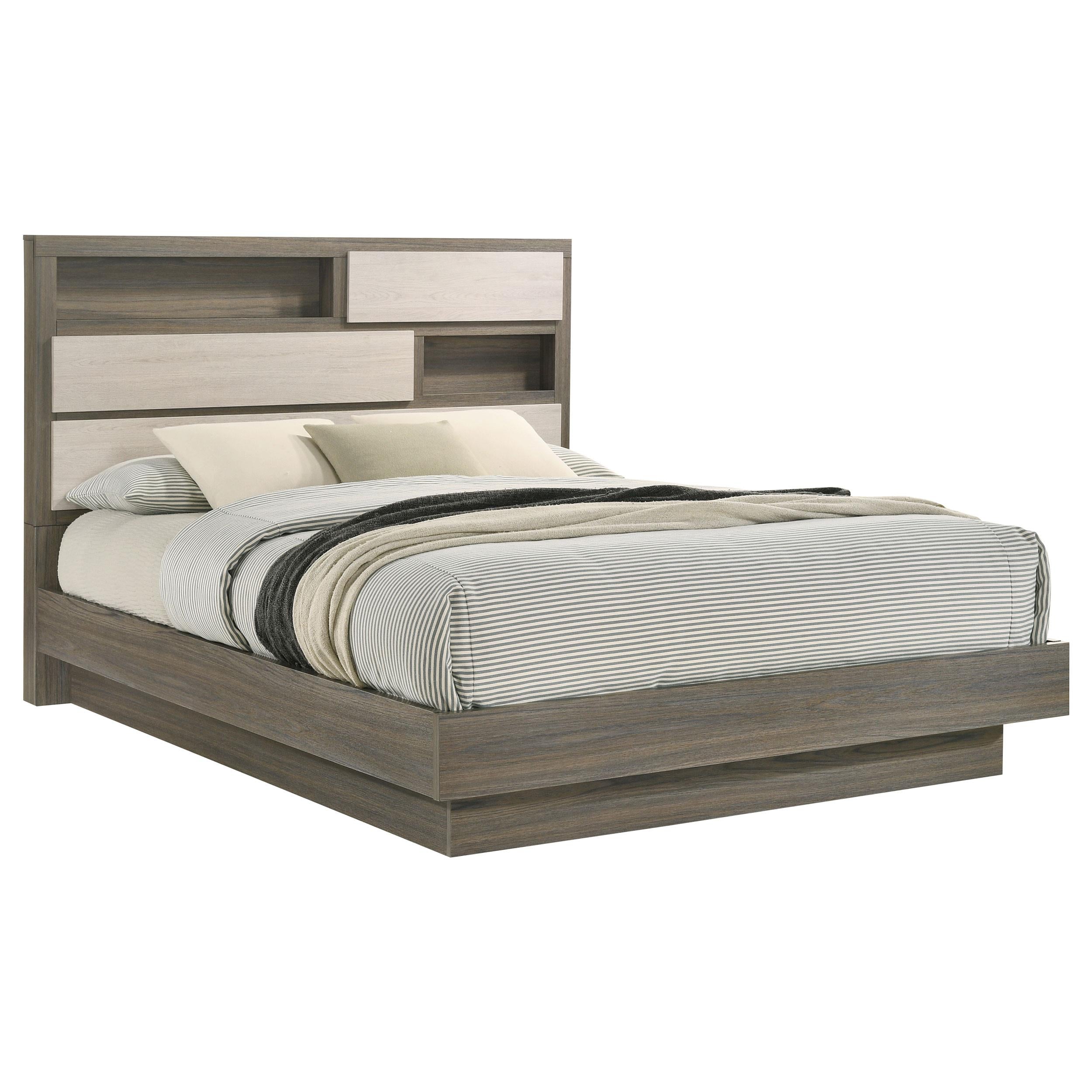 Coaster Furniture Fenwick 224981Q Queen Bed Bookcase Headboard - Grey Oak - Image 2