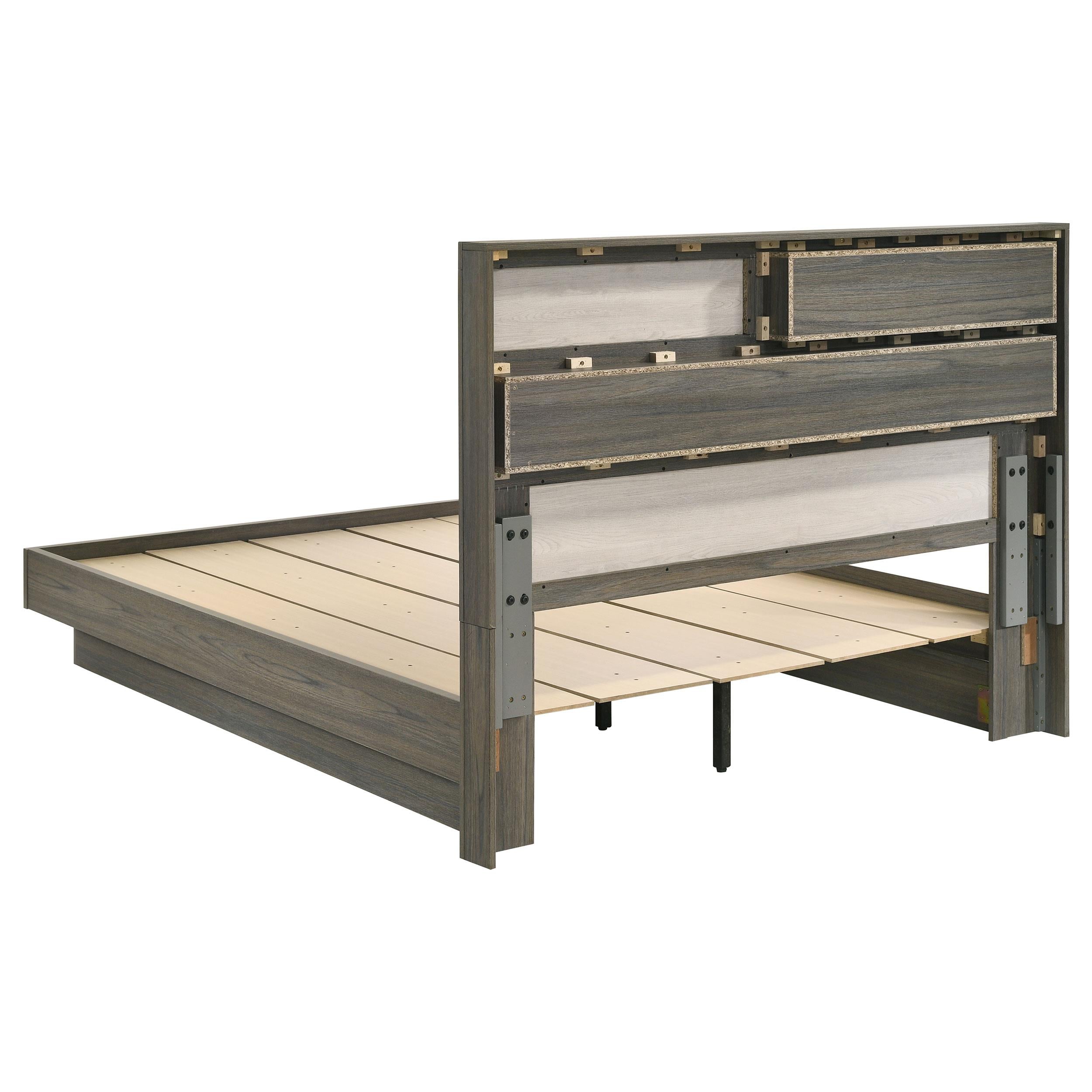 Coaster Furniture Fenwick 224981Q Queen Bed Bookcase Headboard - Grey Oak - Image 3