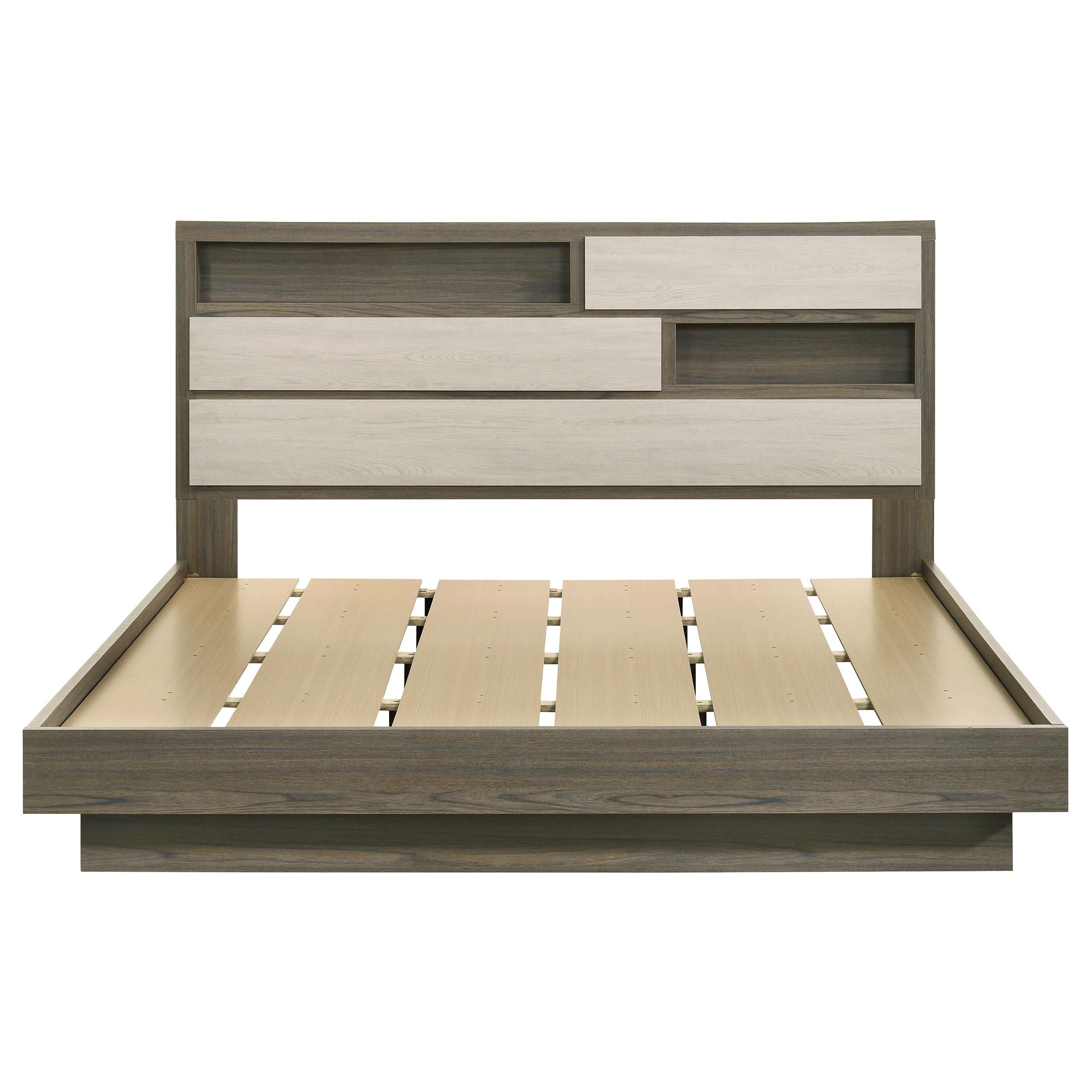 Coaster Furniture Fenwick 224981KE Eastern King Bed Bookcase Headboard - Grey Oak - Image 3