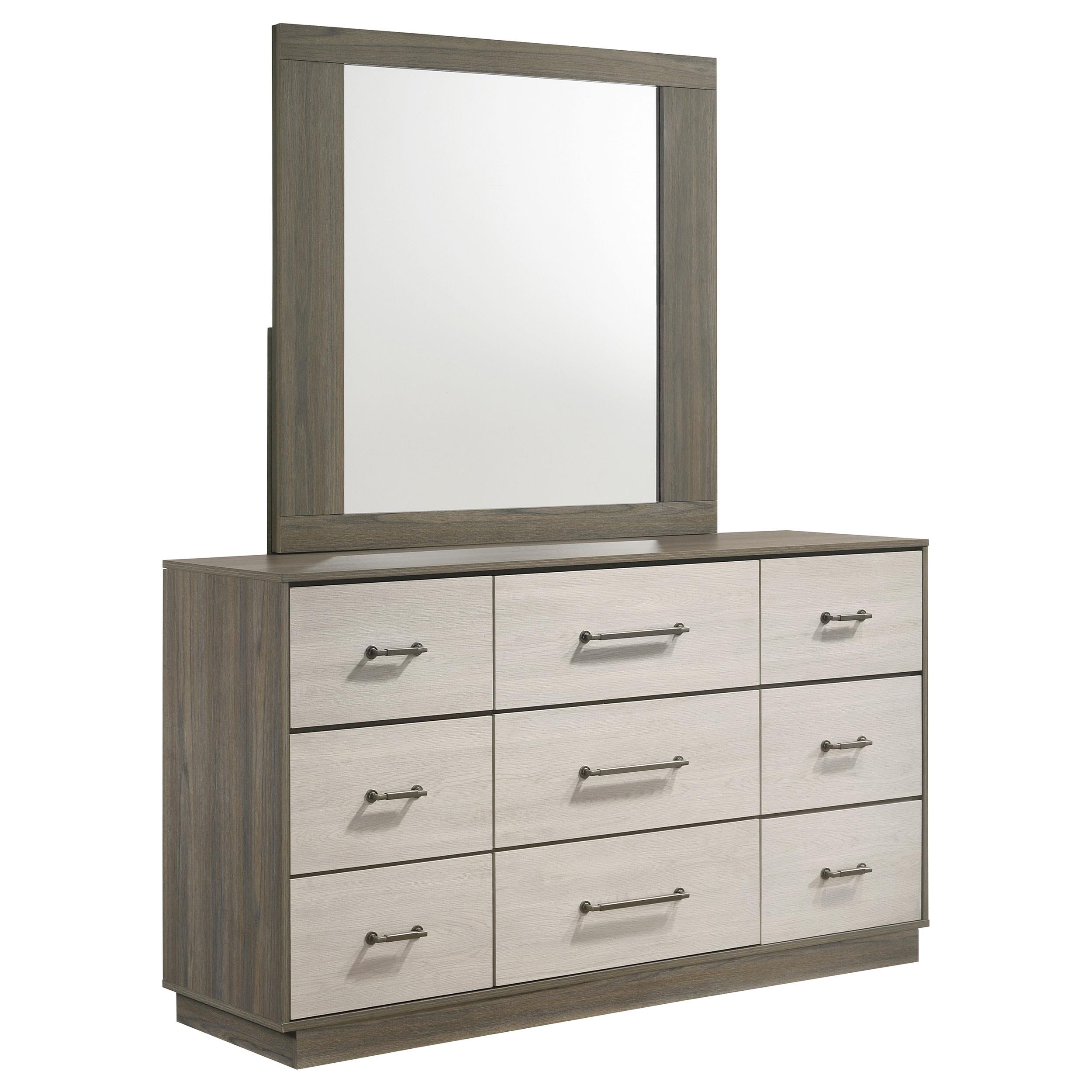 Coaster Furniture Fenwick 224983M 9-Drawer Dresser with Mirror - Grey Oak - Image 1