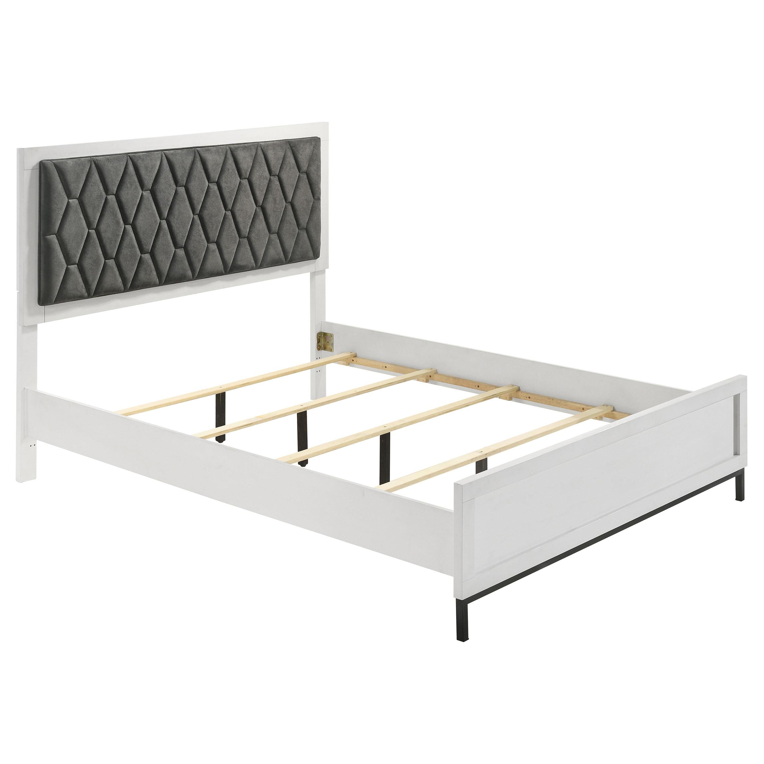 Coaster Furniture Sonora 224861Q Queen Upholstered Panel Bed - White - Image 1