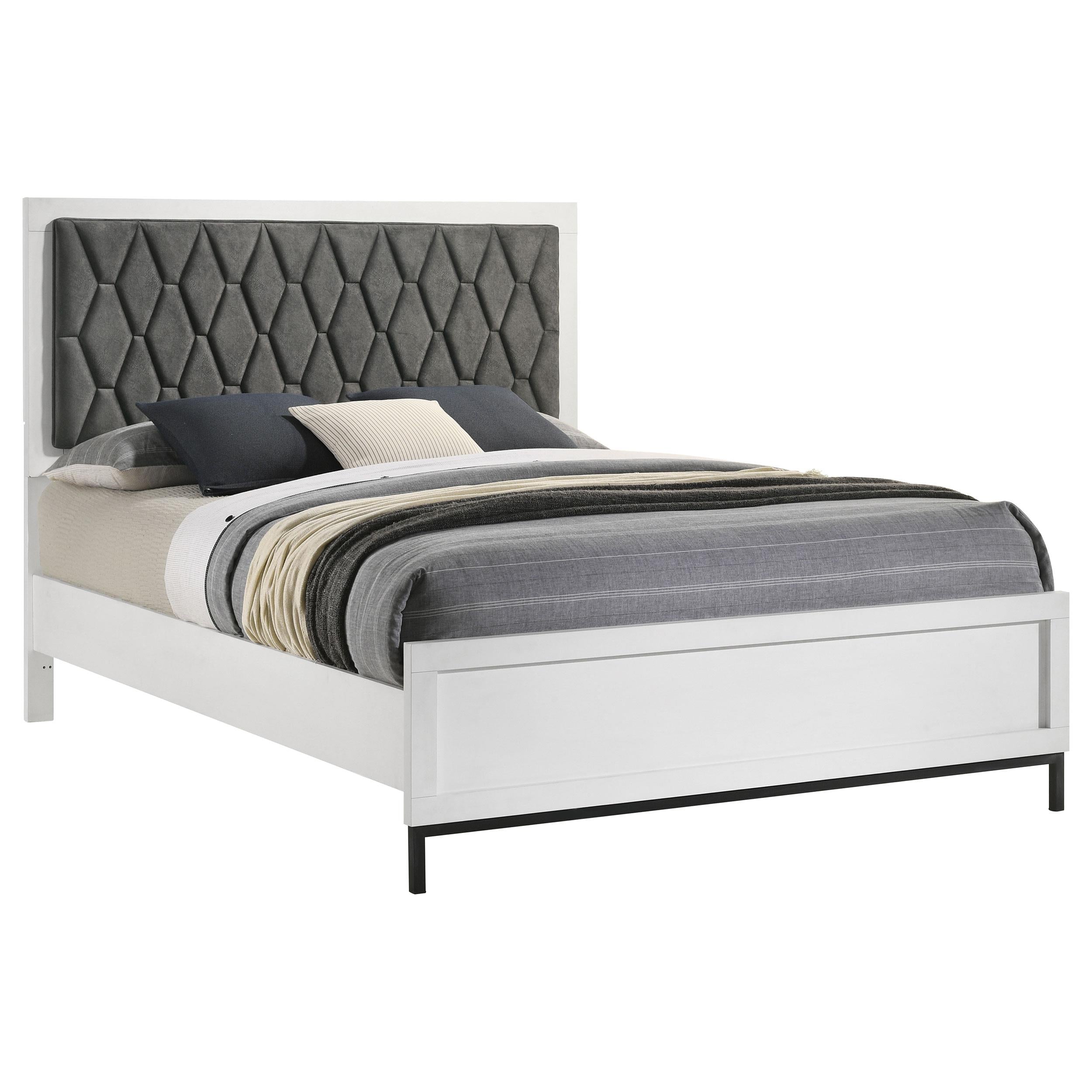 Coaster Furniture Sonora 224861Q Queen Upholstered Panel Bed - White - Image 2
