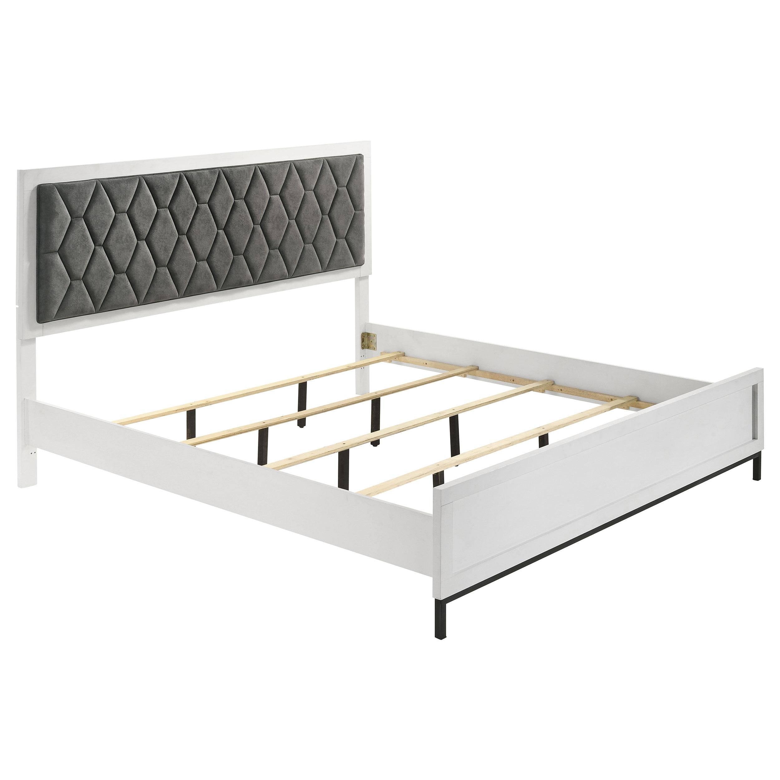 Coaster Furniture Sonora 224861KE Eastern King Upholstered Panel Bed - White - Image 1