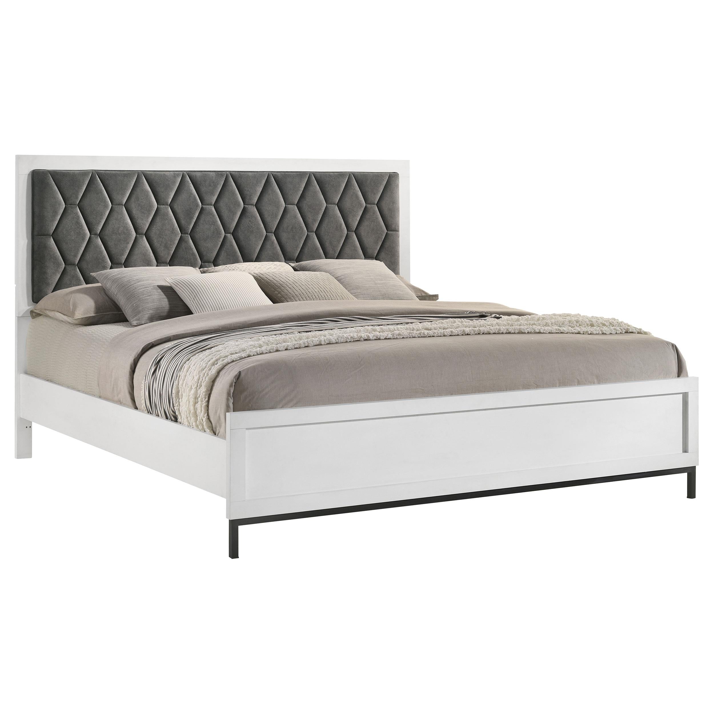 Coaster Furniture Sonora 224861KE Eastern King Upholstered Panel Bed - White - Image 2