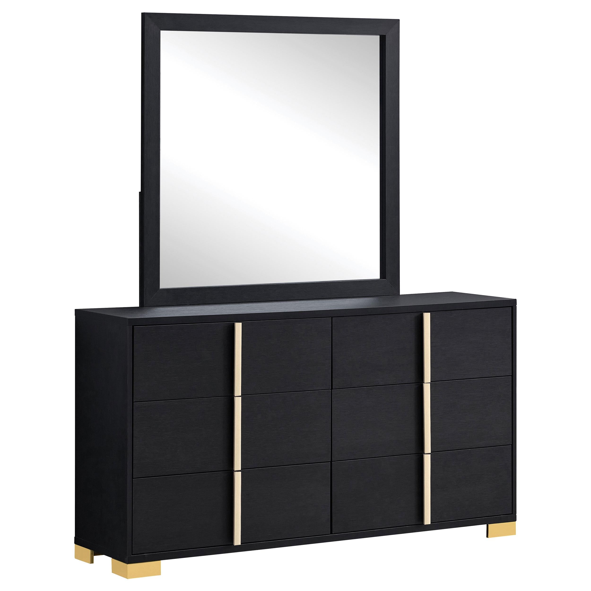 Coaster Furniture Marceline 222833M 6-Drawer Dresser with Mirror - Black - Image 1
